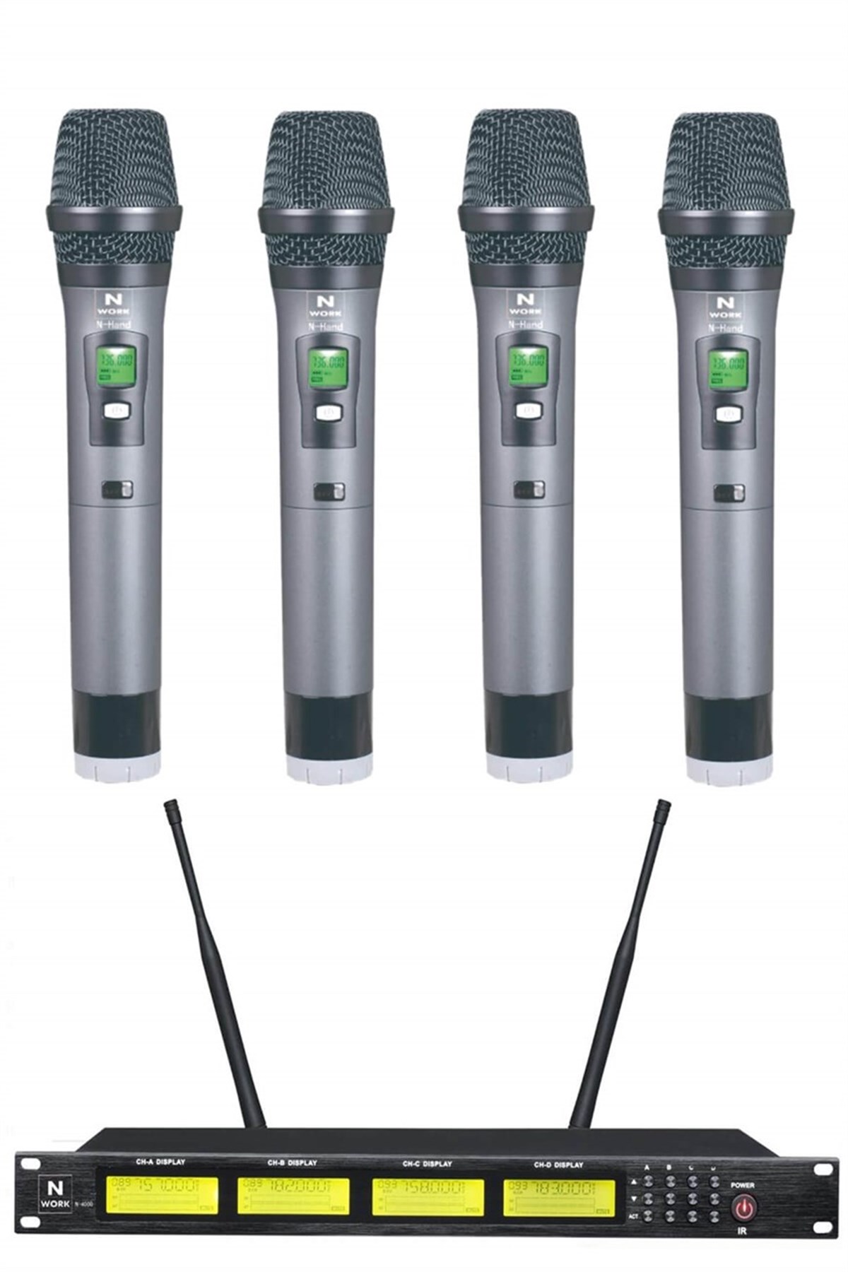 Hepa Merz Work N-4000E UHF 4'lü Telsiz Kablosuz EL Mikrofonu Seti