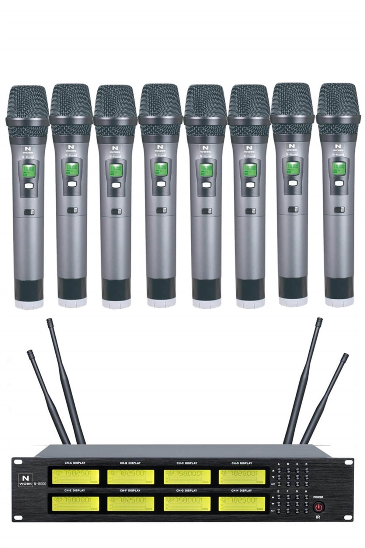 Hepa Merz Work N-8000E UHF 8'li Telsiz Kablosuz EL Mikrofonu Seti