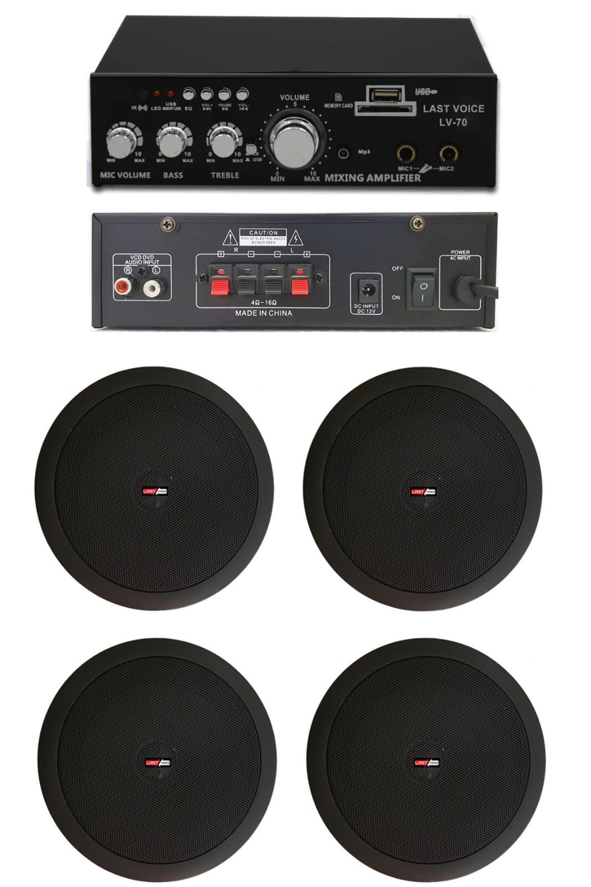 Lastvoice Black Small-3 Tavan Hoparlör ve Anfi Ses Sistemi Paketi