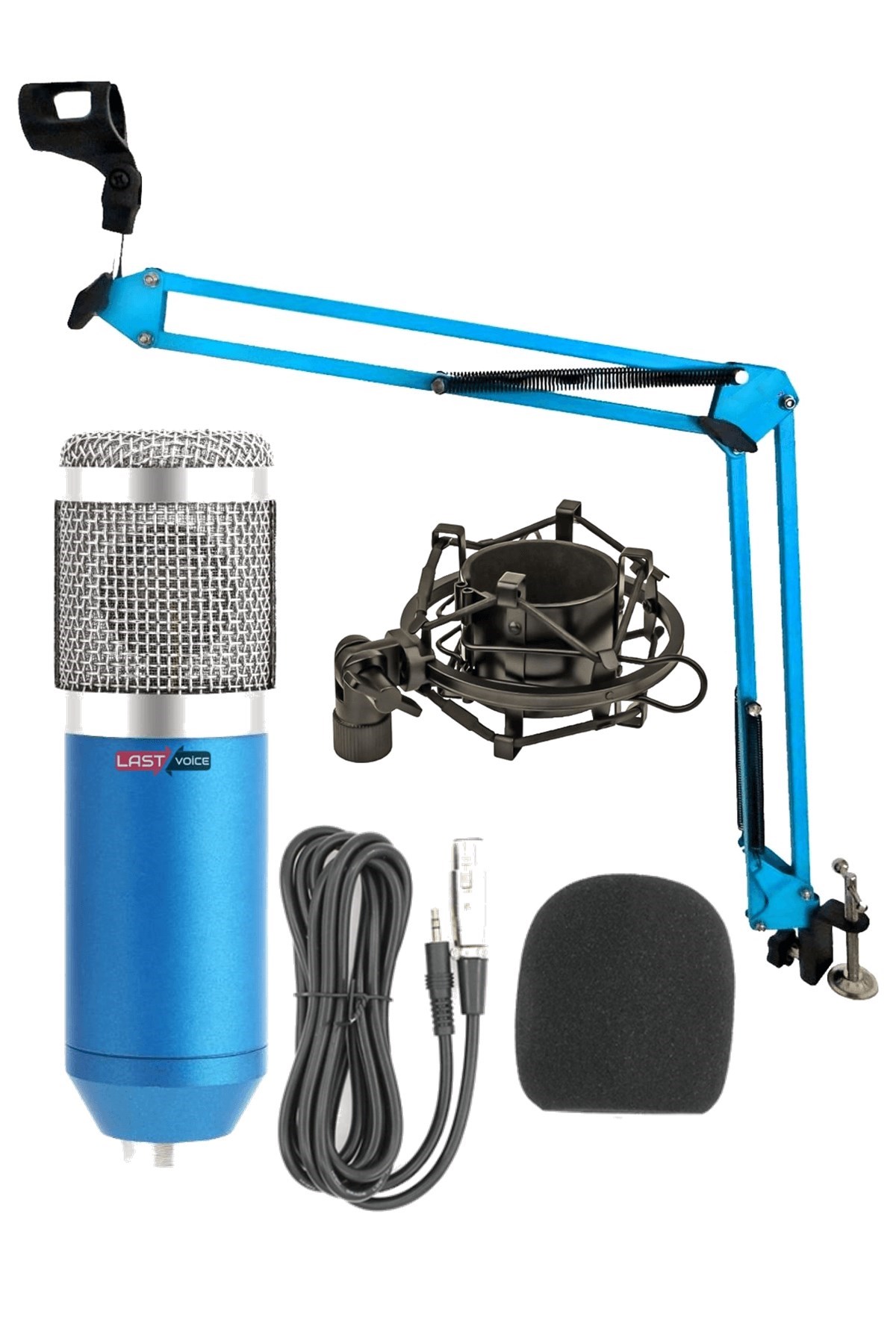 Lastvoice BM800 Blue Condenser Mikrofon + NB39 Stand ve Dönüştürücü