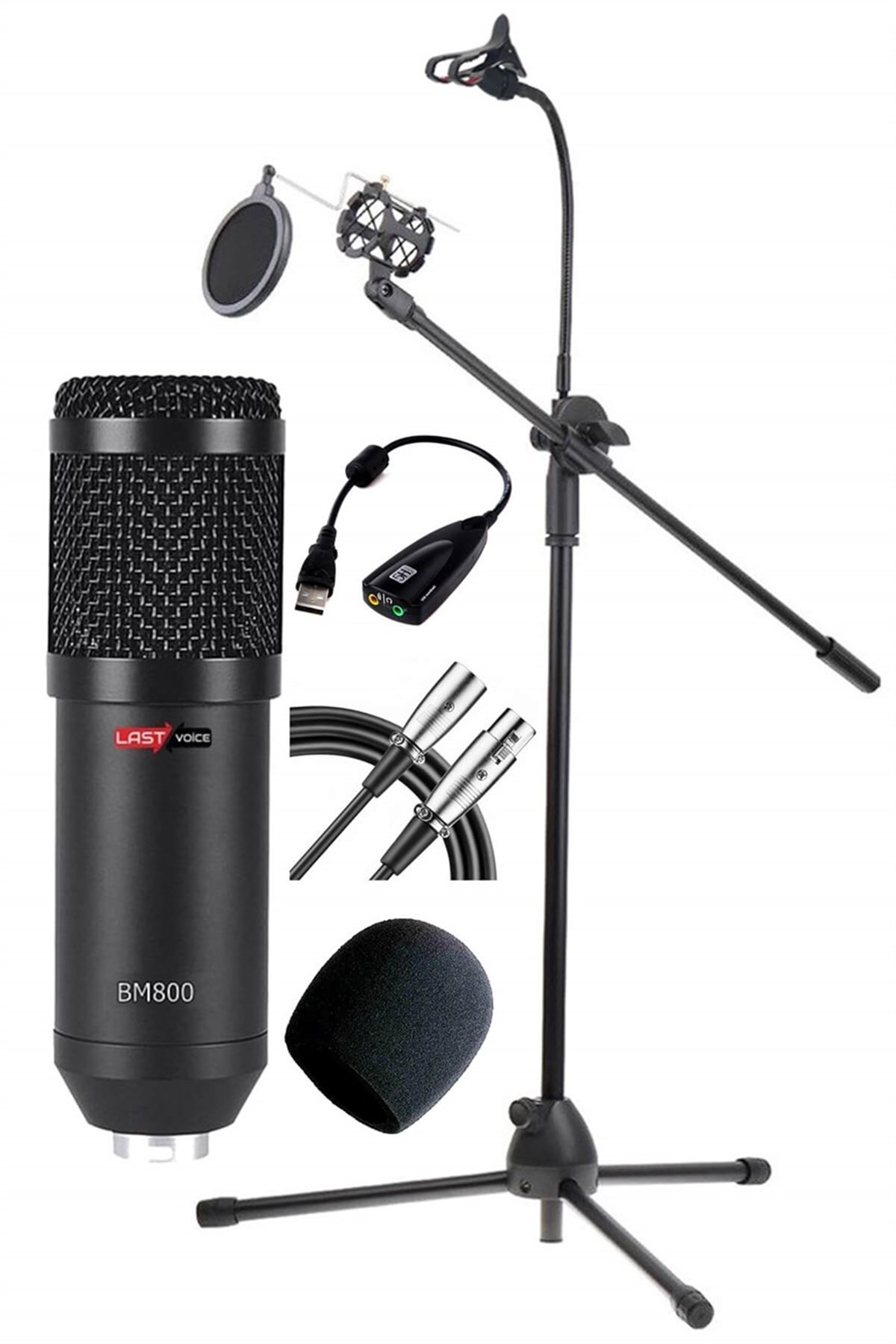 Lastvoice BM800-MS08 Set Mikrofon Stand Filtre Telefon Tutucu Seti