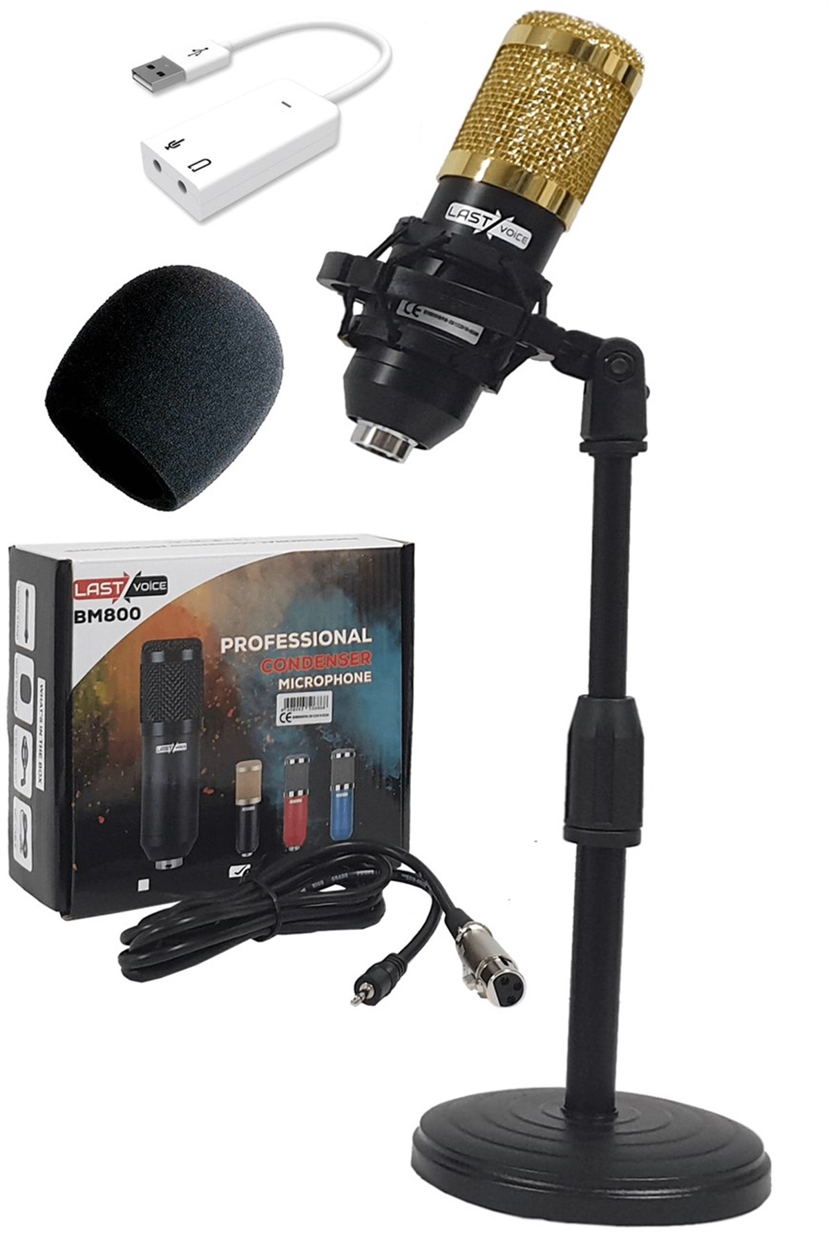 Lastvoice BM800 STA Standlı Condenser Youtuber Twitch Mikrofon Seti (YAKA MİKROFONU HEDİYE)