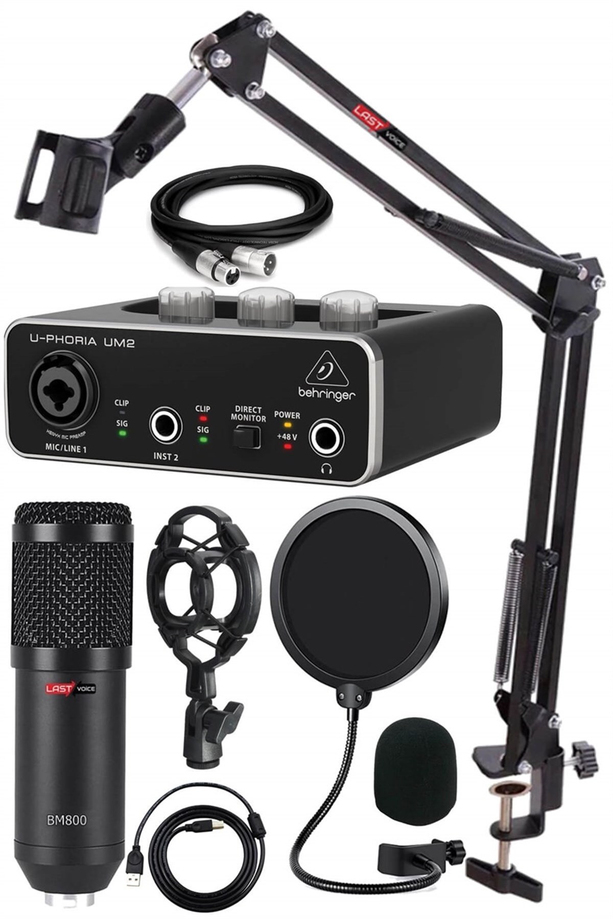 Lastvoice BM800-GLX-500 PRO Ses Kartı ve Condenser Mikrofon Stand Filtre Set