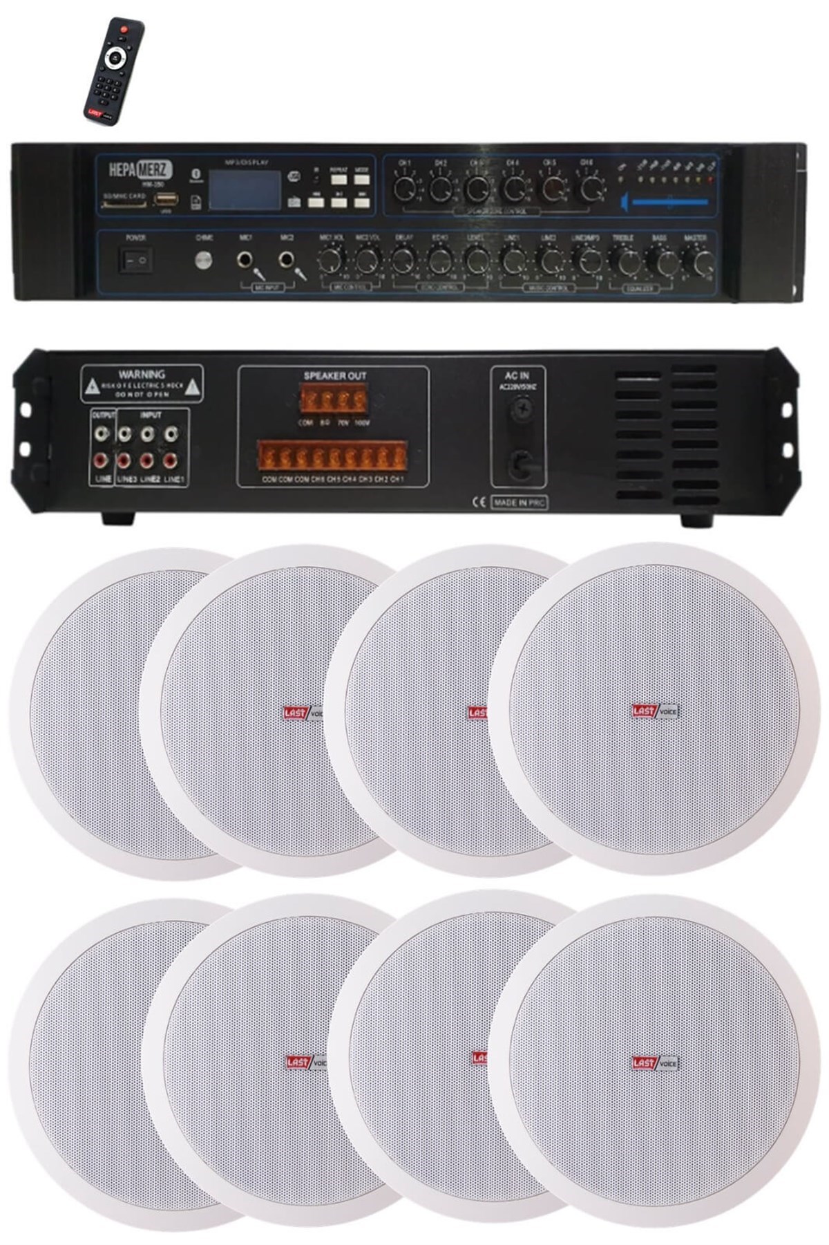Lastvoice Maxx Paket-4 Tavan Hoparlörü ve 6 Bölgeli Anfi Ses Sistemi Paketi (Full Set)