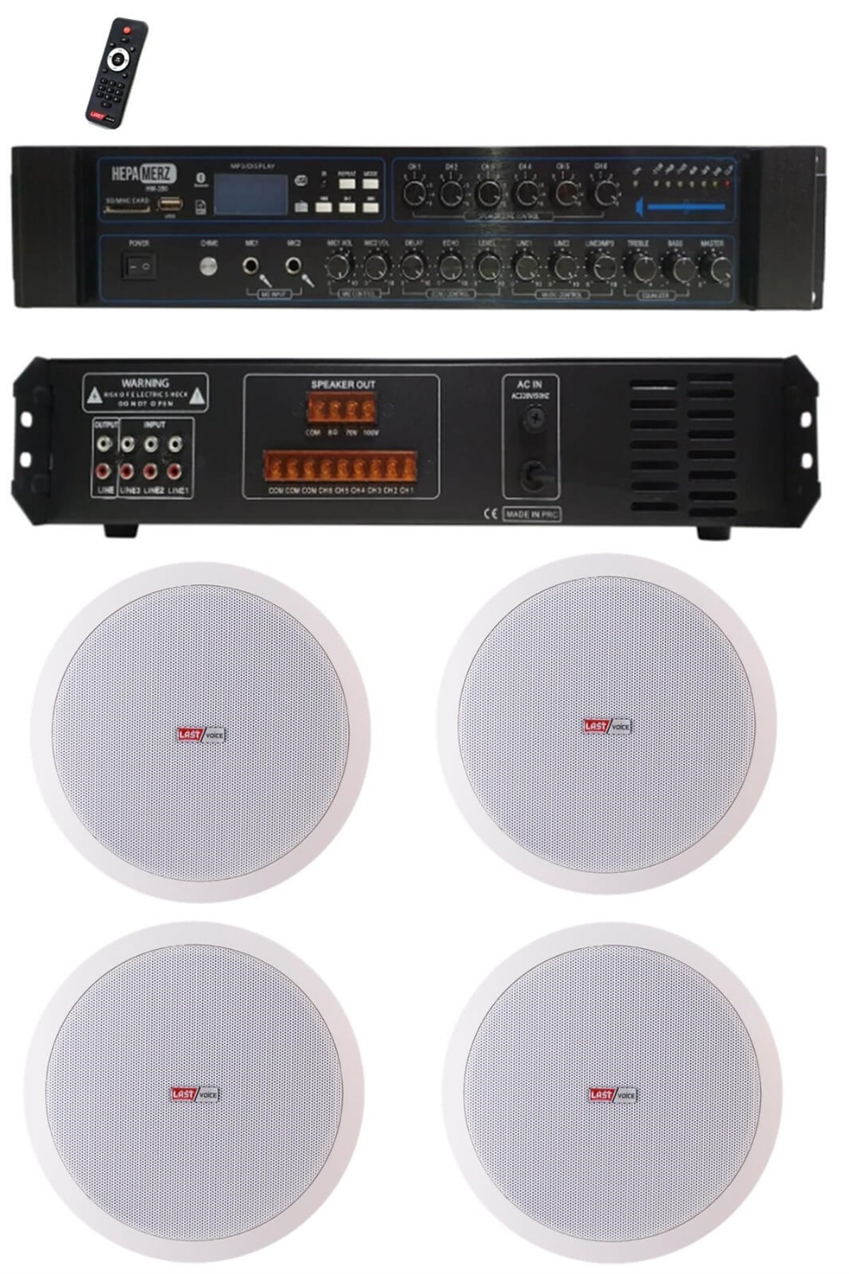 Lastvoice Maxx Paket-1 Tavan Hoparlörü ve 3 Bölgeli Anfi Ses Sistemi Paketi (Full Set)