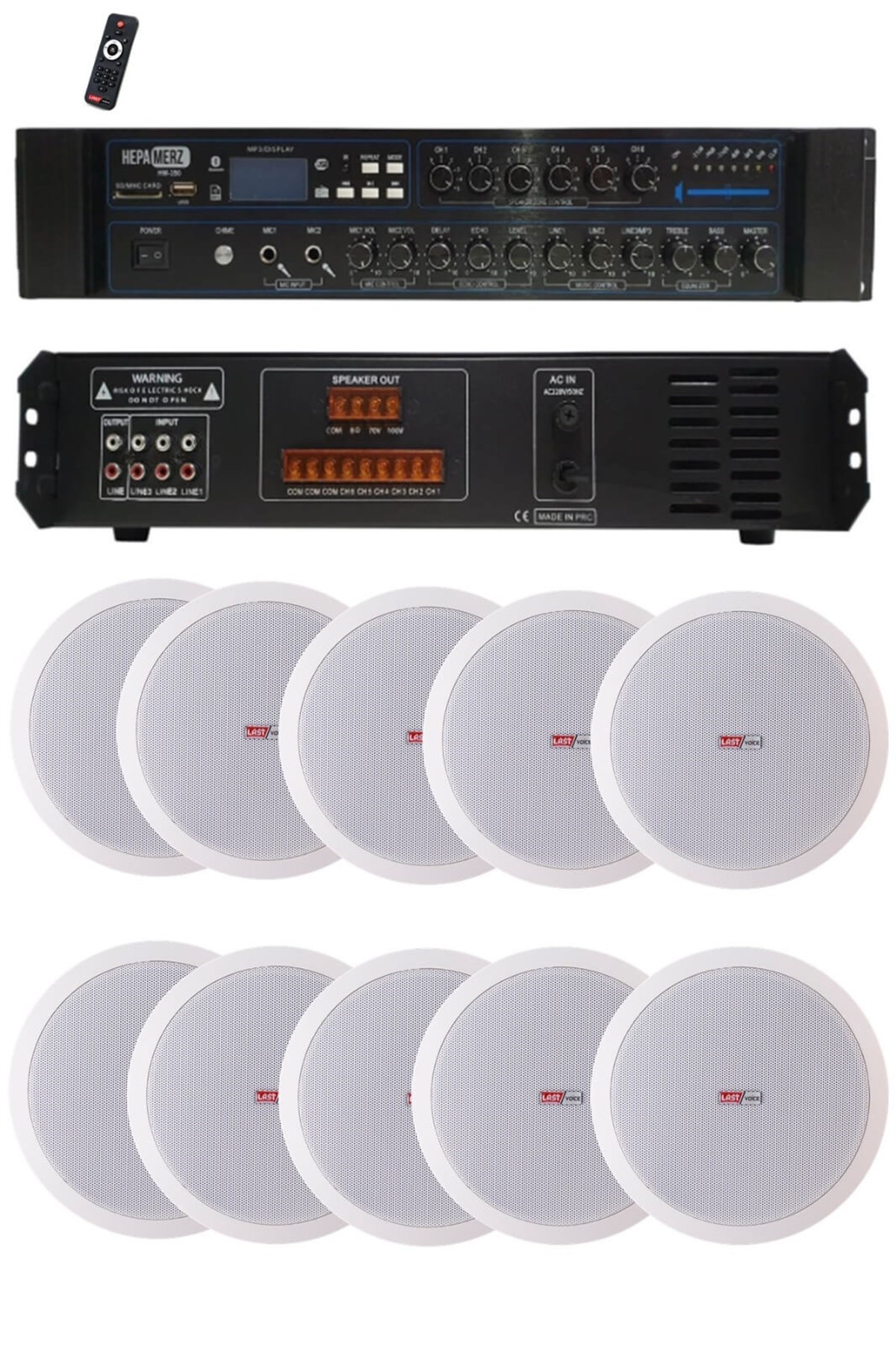 Lastvoice Maxx Paket-5 Tavan Hoparlörü ve 6 Bölgeli Anfi Ses Sistemi Paketi (Full Set)