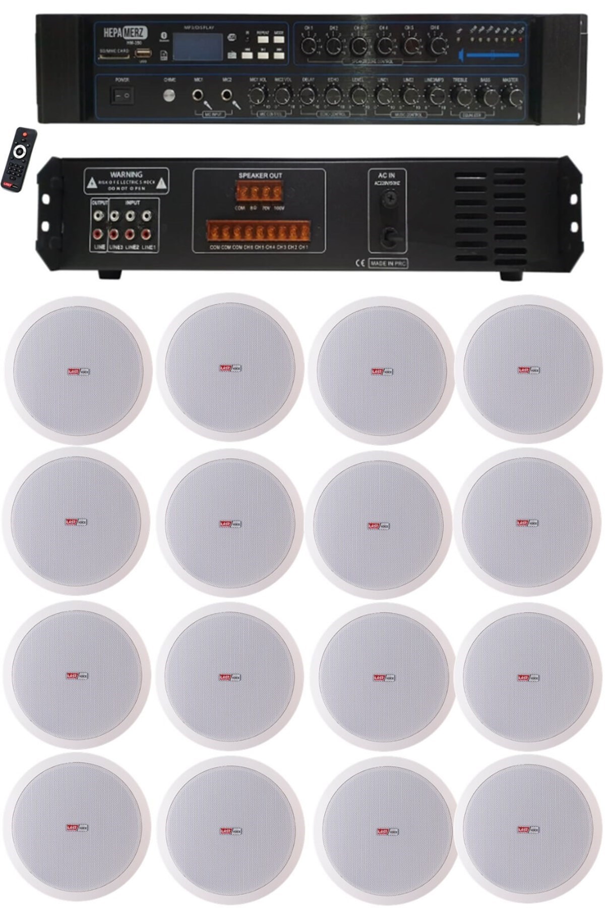 Lastvoice Maxx Paket-7 Tavan Hoparlörü ve 6 Bölgeli Anfi Ses Sistemi Paketi (Full Set)