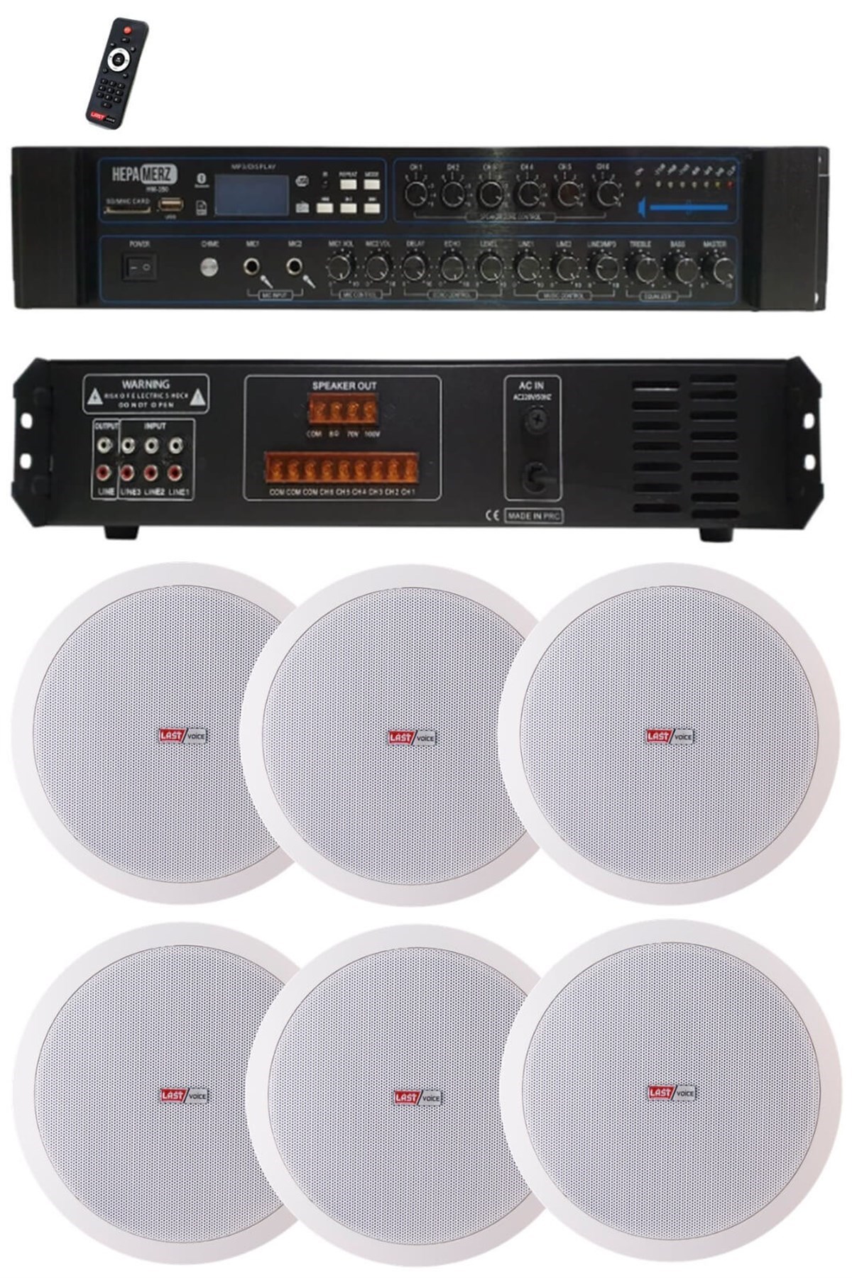Lastvoice Maxx Paket-3 Tavan Hoparlörü ve 3 Bölgeli Anfi Ses Sistemi Paketi (Full Set)