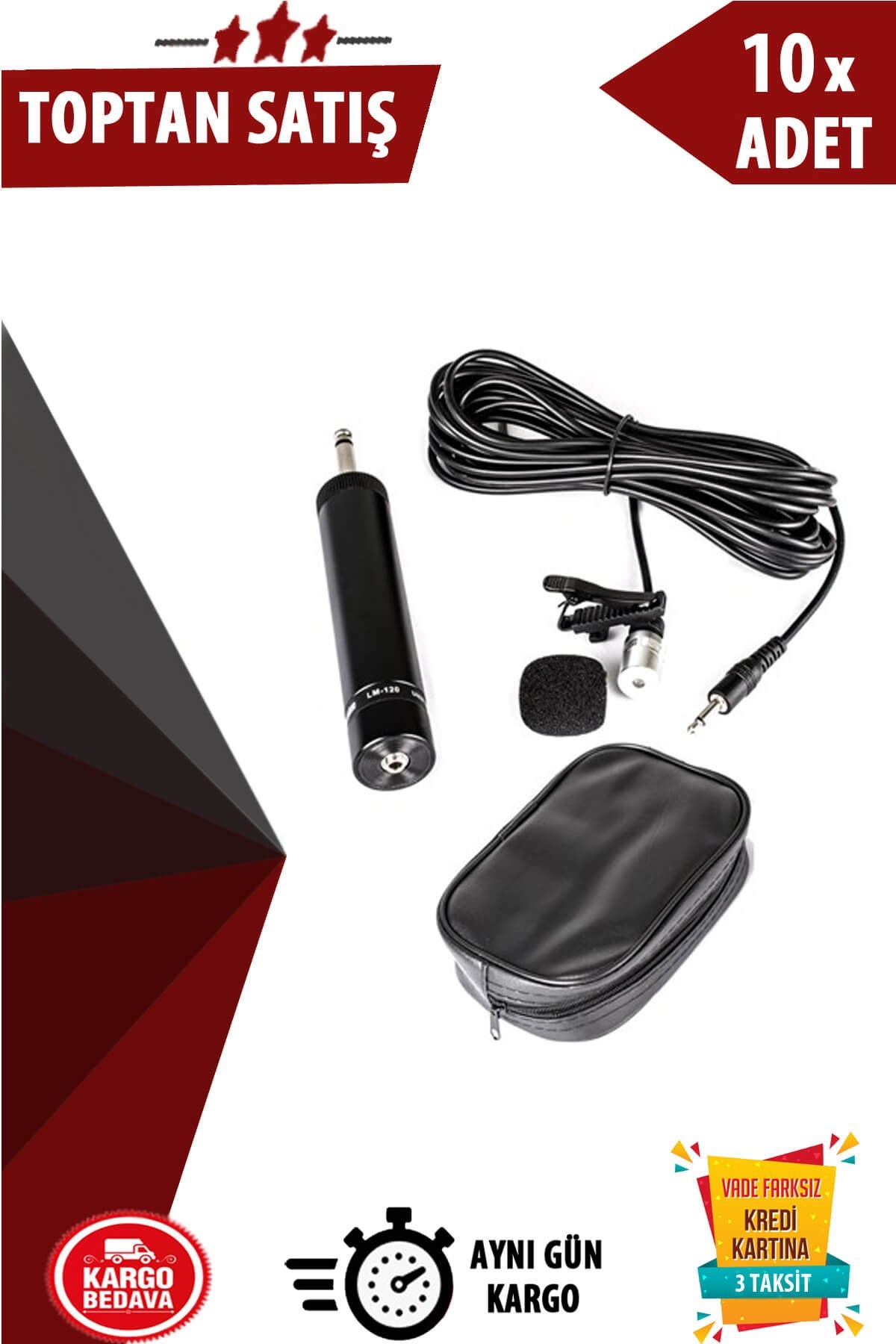 Lastvoice LM-120 Kablolu Ultra Hassas Cami Yaka Mikrofonu 10lu Paket (Toptan Alışveriş)