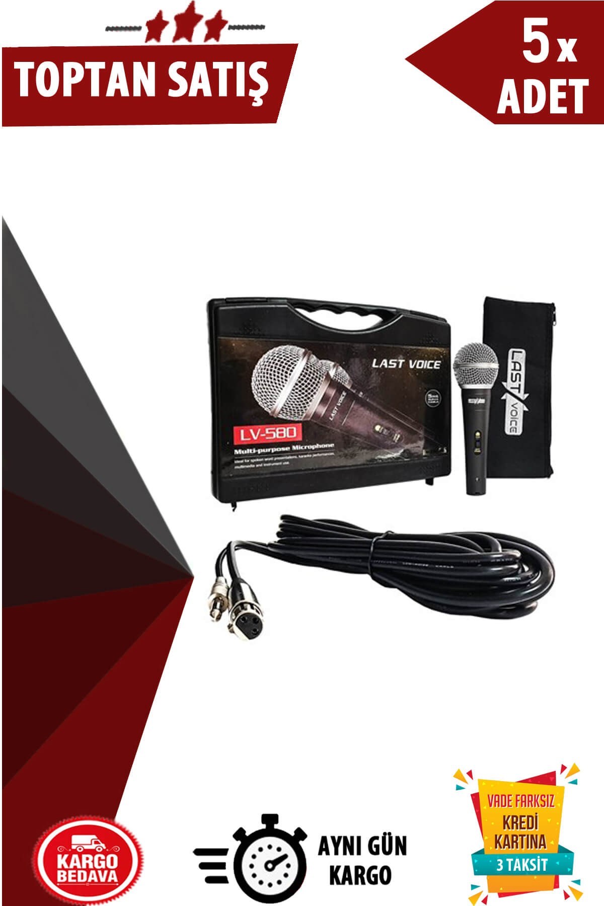 Lastvoice Lv-580 Profesyonel EL Mikrofon ( Taşıma Çantalı ) 5li Paket (Toptan Alışveriş)