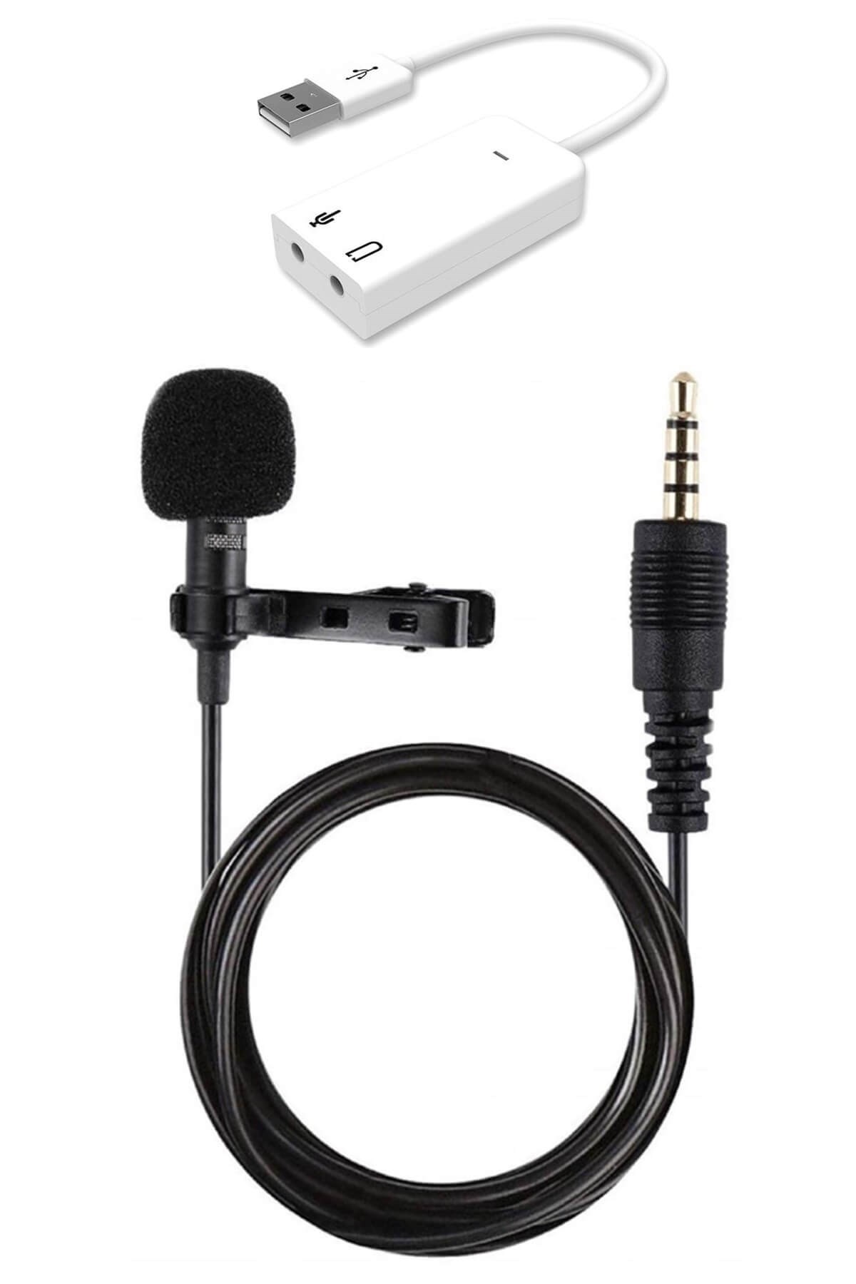 Lastvoice LYM-333 Yaka Mikrofonu + 7.1 Ses Kartı ( Bilgisayarda Çalışır )