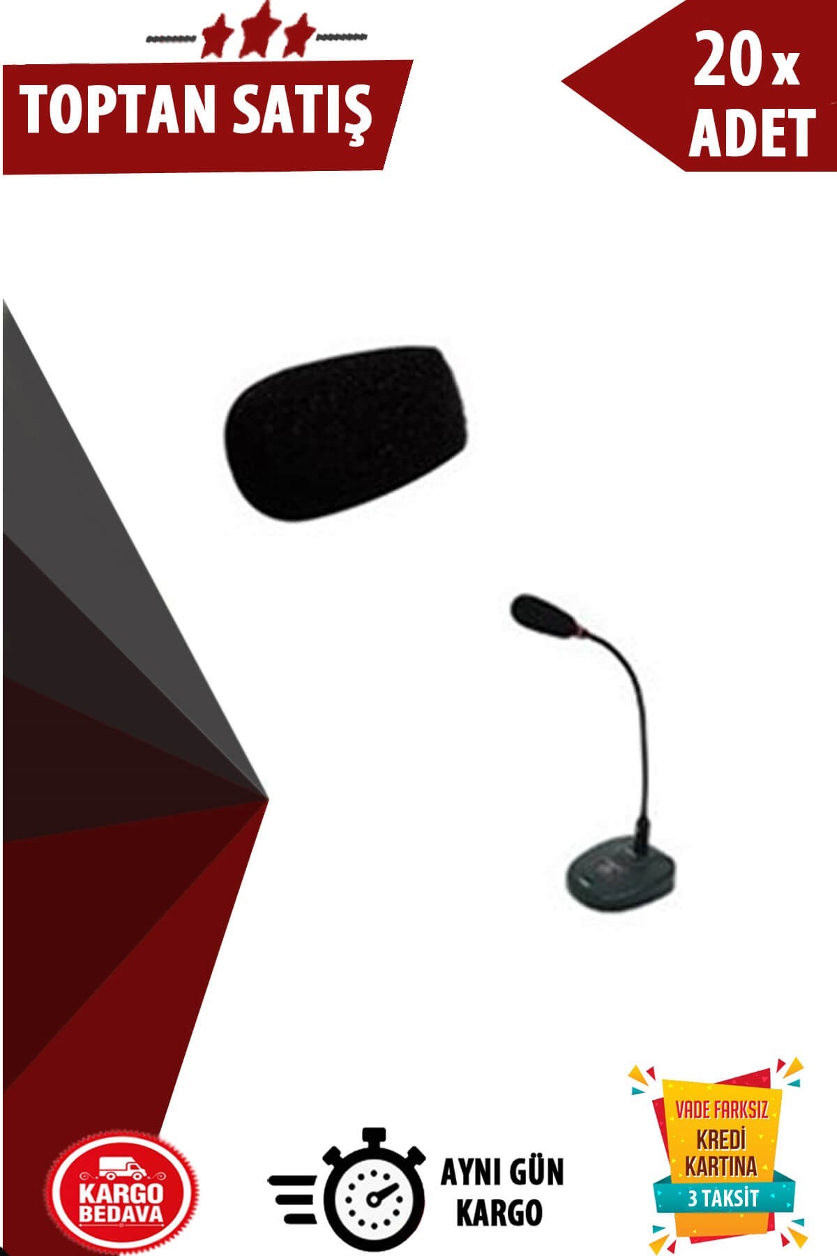 Lastvoice MMS-01-20X Masa Tipi Kürsü Mikrofon Süngeri 20li Paket (Toptan Alışveriş)