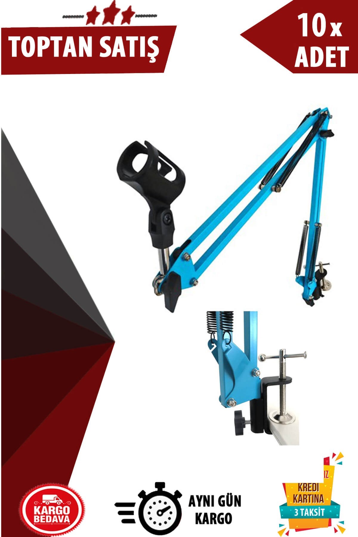 Lastvoice Nb39 Blue Masa Tipi BM800 Mikrofon Standı (35x35 cm) 10lu Paket (Toptan Alışveriş)