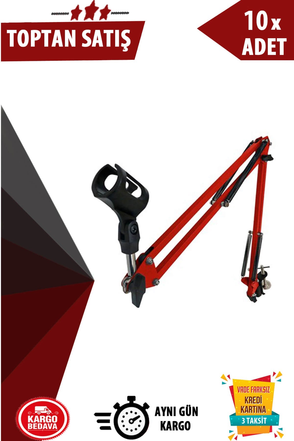 Lastvoice Nb39 Red Masa Tipi BM800 Mikrofon Standı (35x35 cm) 10lu Paket (Toptan Alışveriş)
