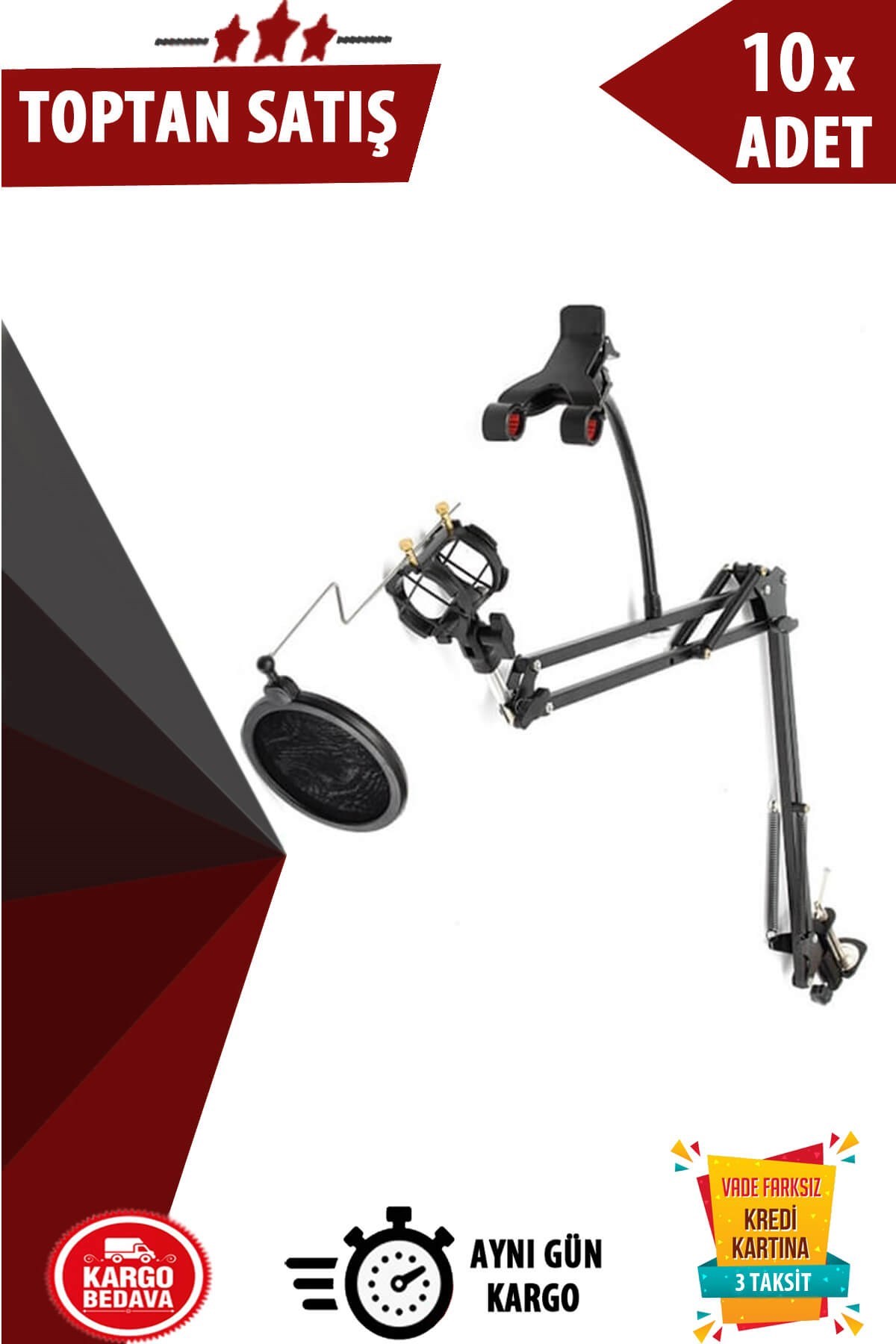 Lastvoice Set-01 - Mikrofon standı + Shock Mount + Pop Filter 10lu Paket (Toptan Alışveriş)