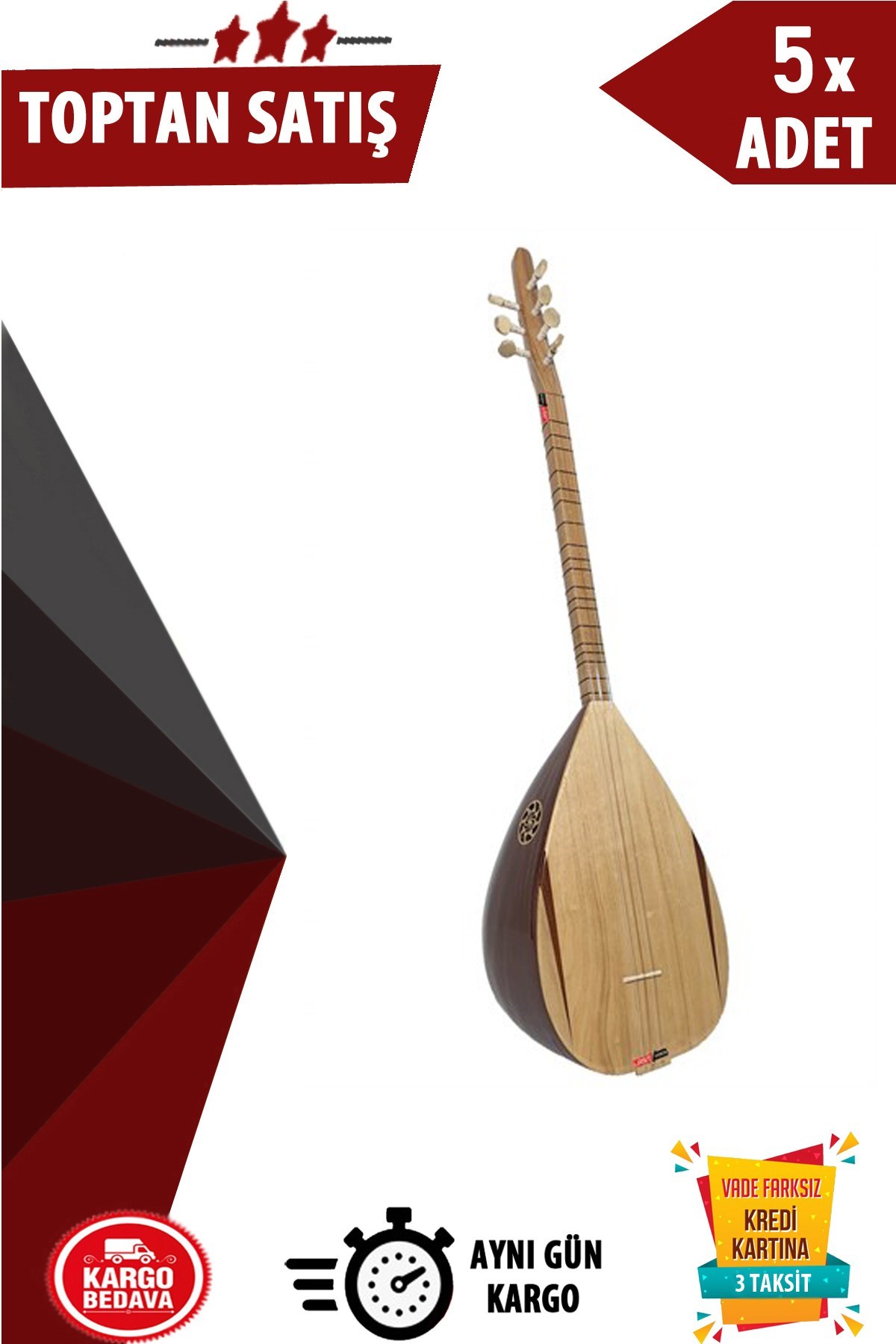 Lastvoice SG-110K Kısa Sap Maun Bağlama Saz (Mat Cila) 5li Paket (Toptan Alışveriş)