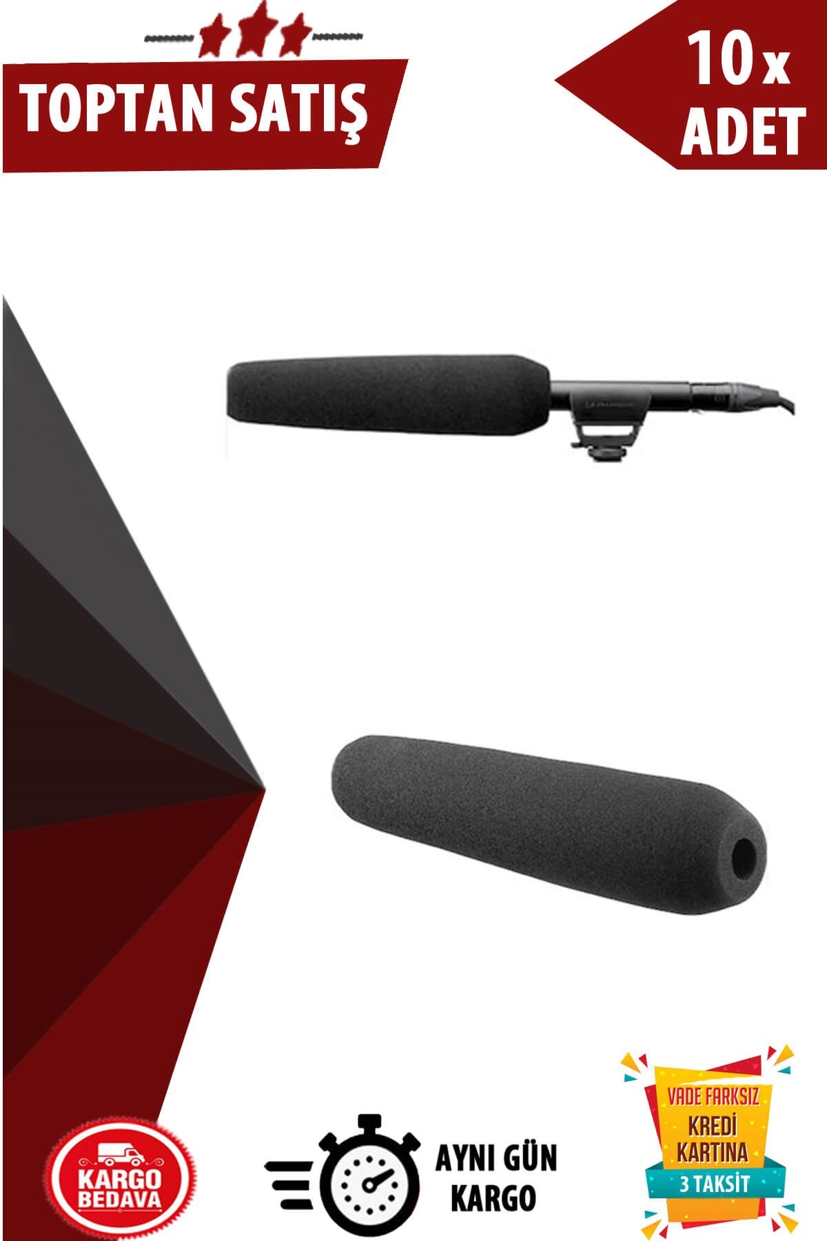 Lastvoice SP-01B Kamera Shotgun Boom Mikrofon Süngeri (19 cm) 10lu Paket (Toptan Alışveriş)