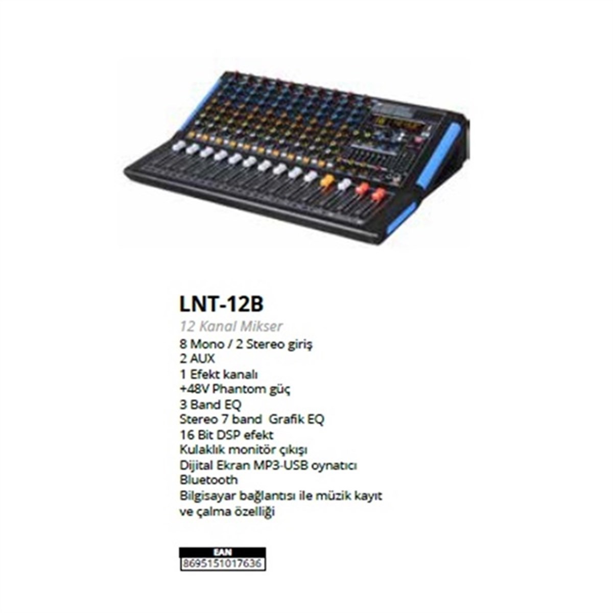 Lentus Lnt-12B - 12 Kanal Efektli Ses Mikseri
