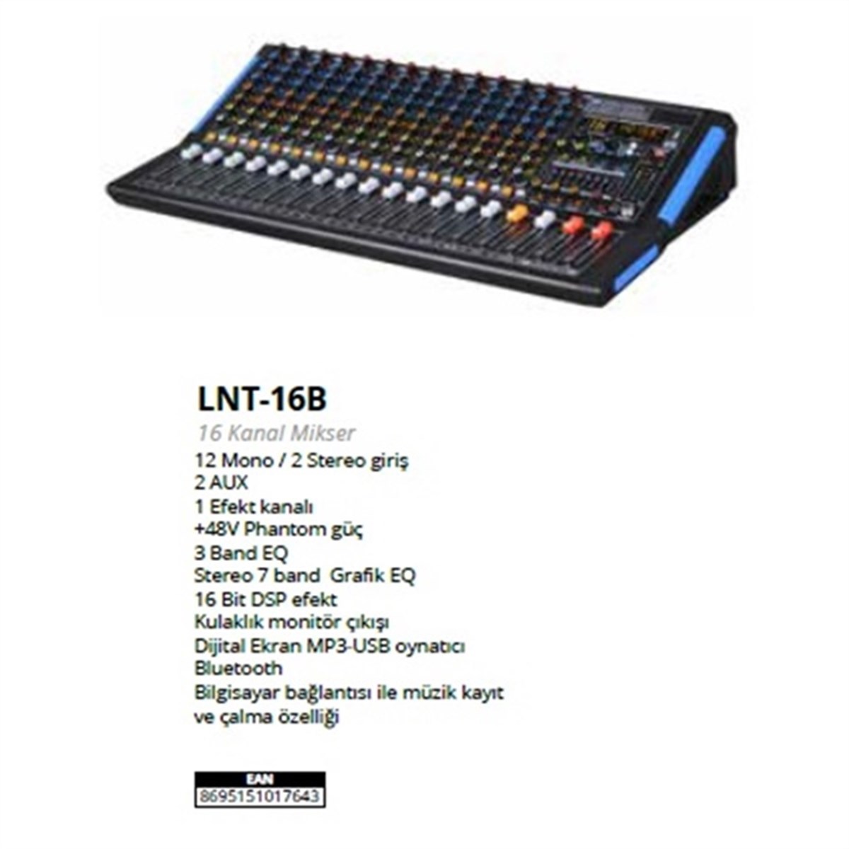 Lentus Lnt-16B - 16 Kanal Efektli Ses Mikseri