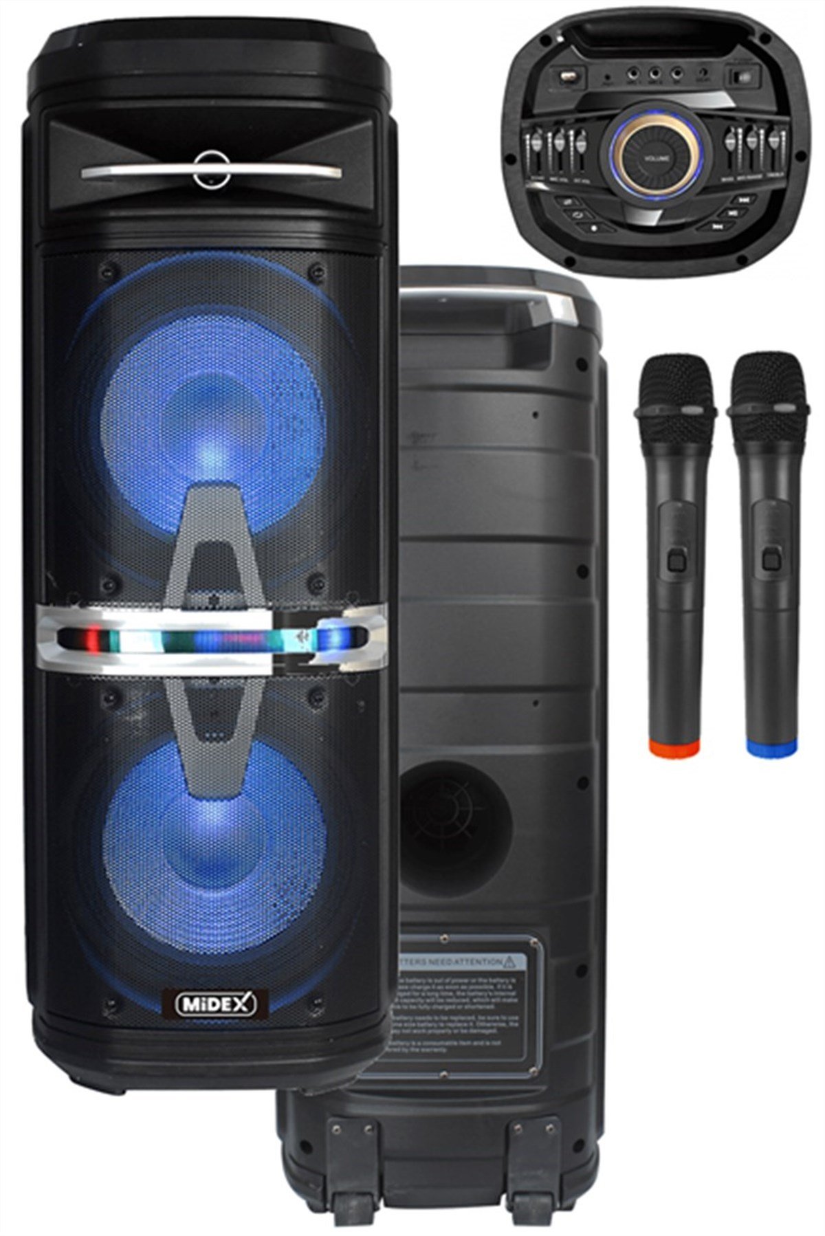 Midex 1500 Watt Mikrofonlu Karaoke Eğlence Kule Ses Sistemi (Bluetooth  Kayıt Usb Şarjlı)