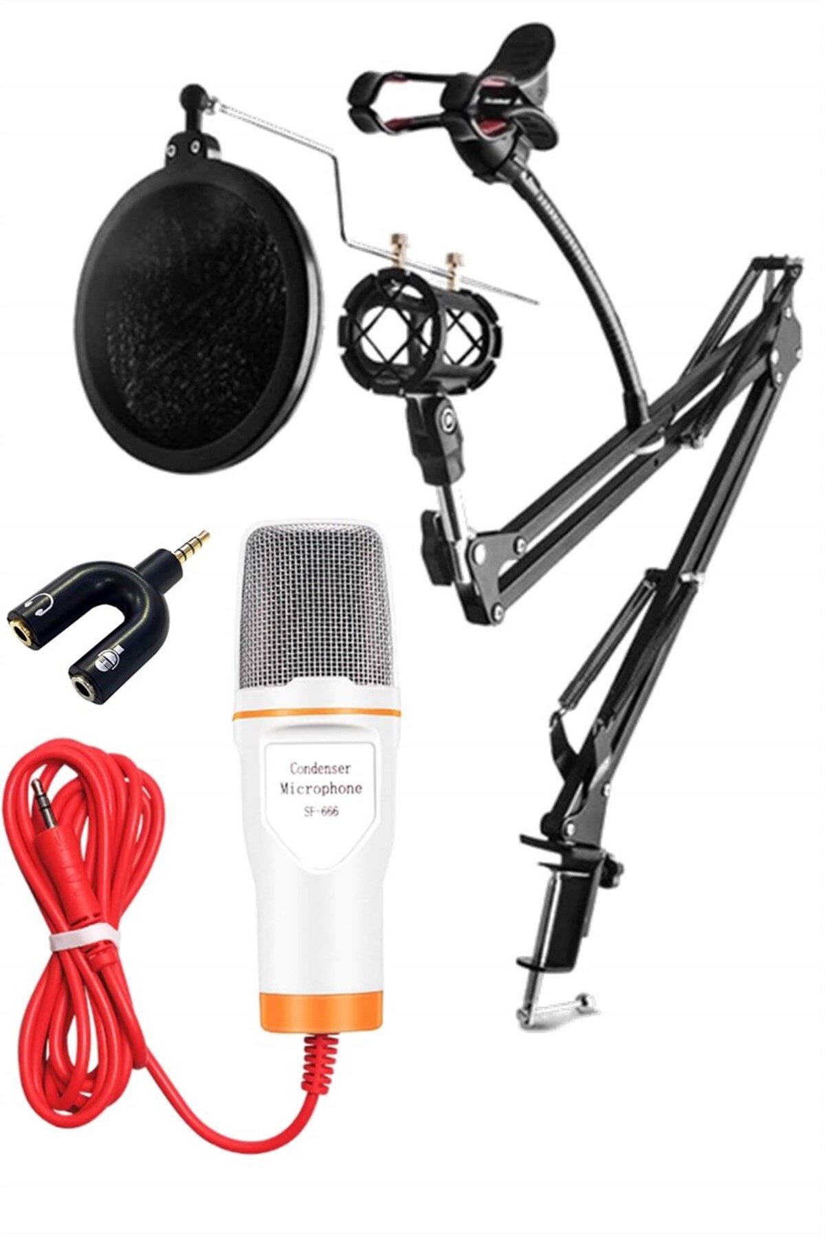 Midex CX-20378W Pak Telefon ve Pc Bilgisayar Condenser Youtuber Mikrofon