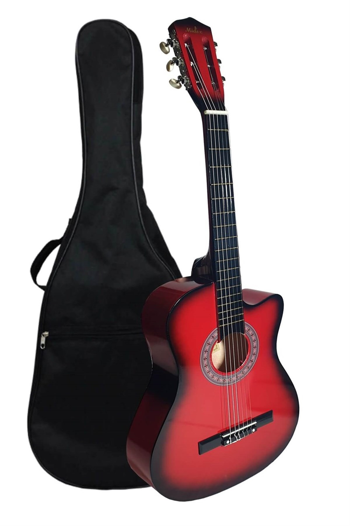 Midex G31RD Kesik Kasa Kırmızı Klasik Gitar 4/4 Kılıf ve Pena Hediyeli