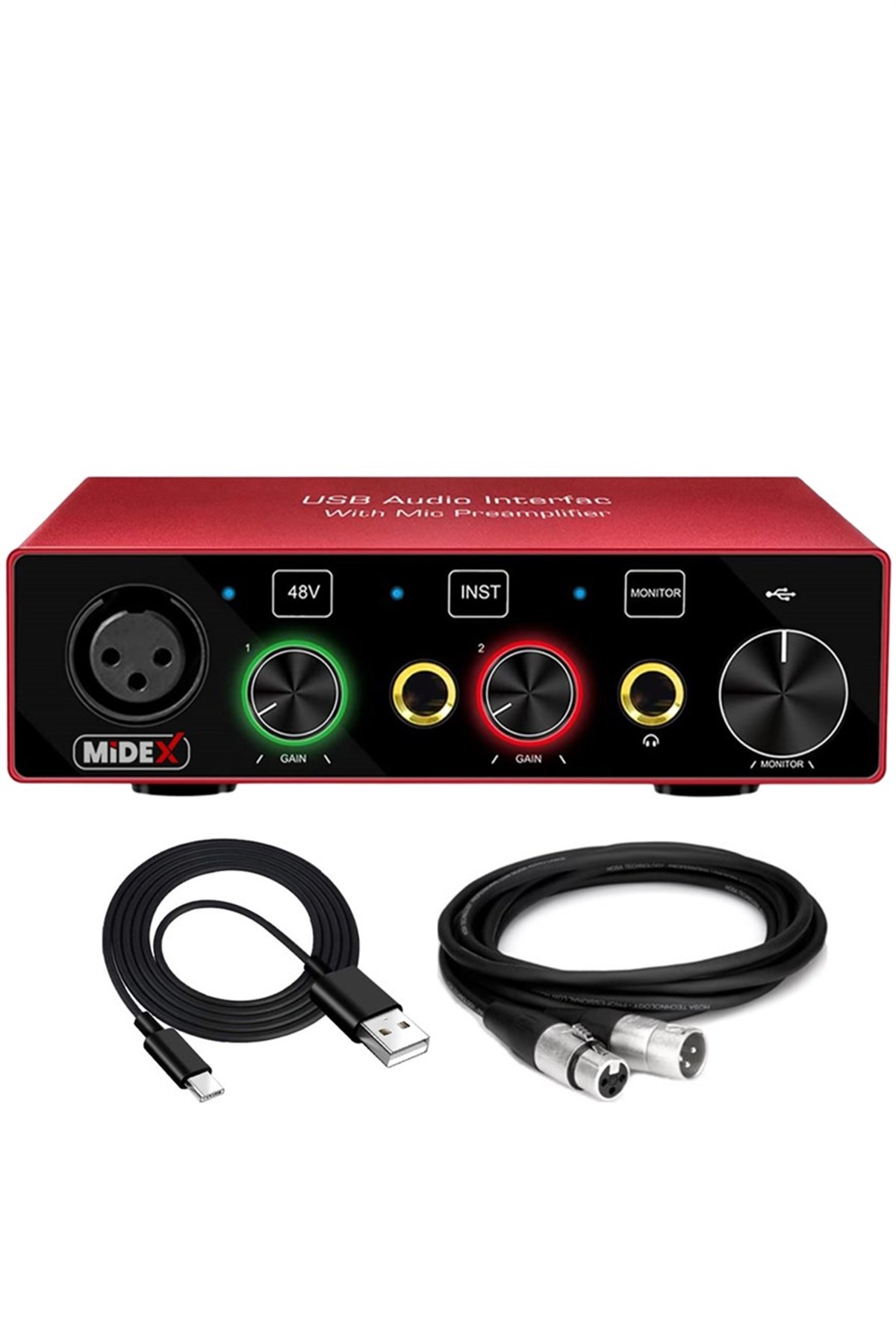 Midex GLX-600 PRO Üst Kalite Stüdyo Ses Kartı 2 Giriş 2 Çıkış