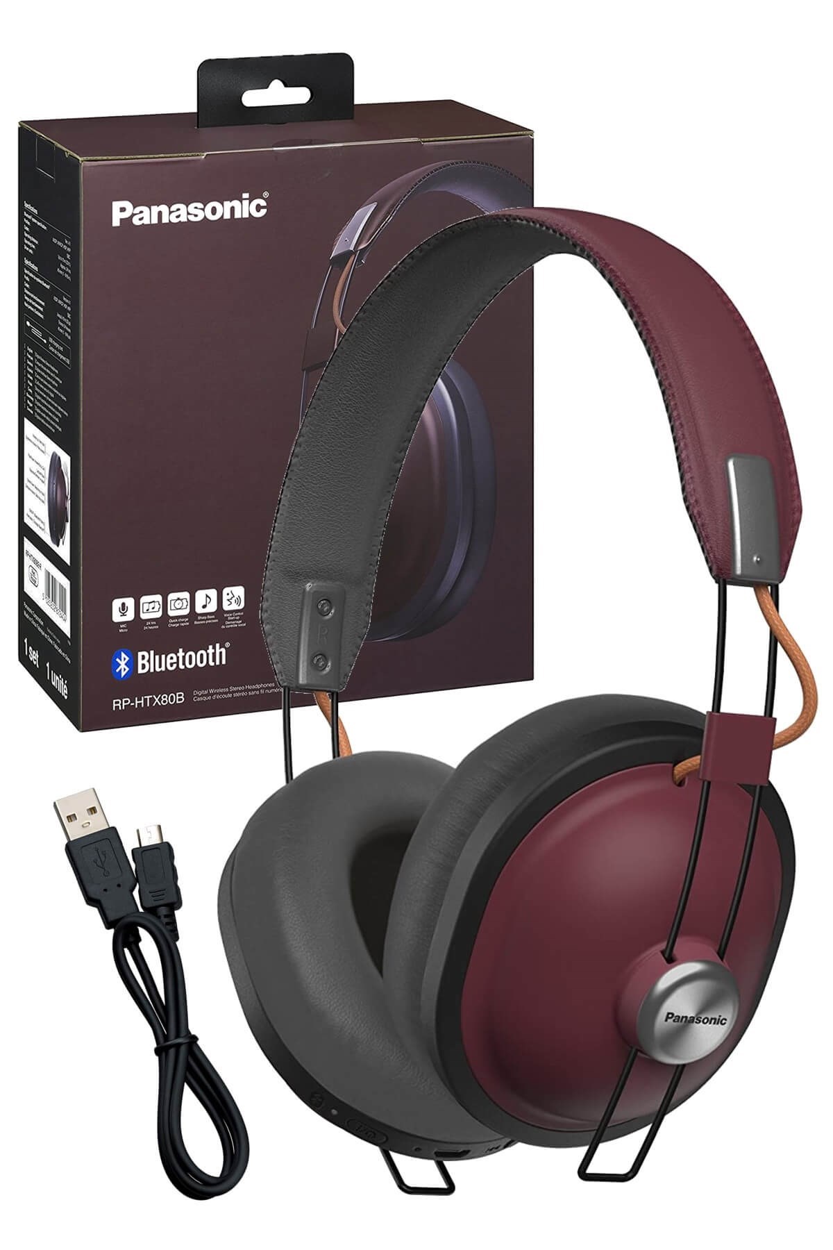 Panasonic RP-HTX80BE-R Kablosuz Bluetooth Kulak Üstü Kulaklık (Kırmızı)