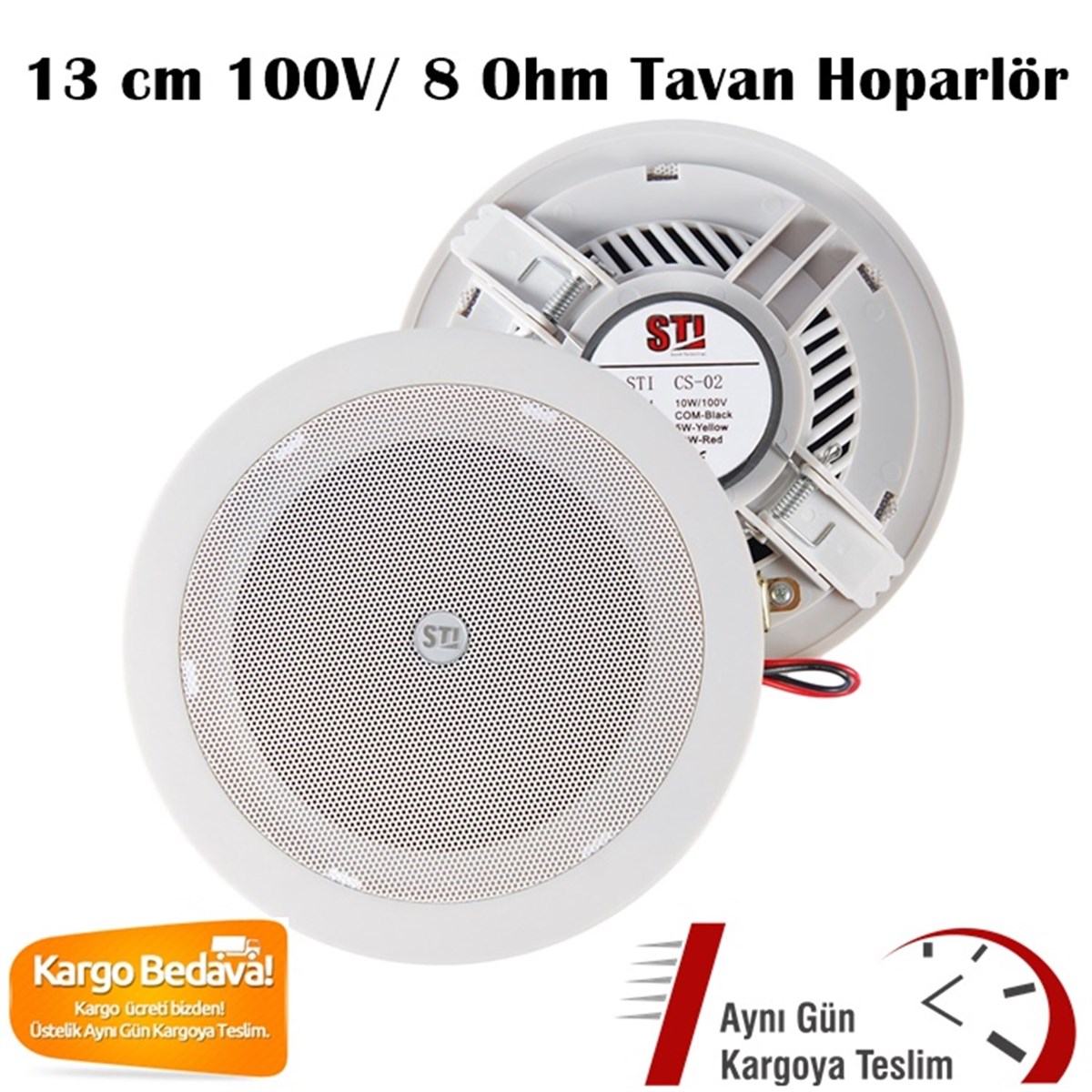Sti Cs-02 Alçıpan Tavan Hoparlörü 3-6 Watt / 100V trafolu / 8 Ohm 13 cm