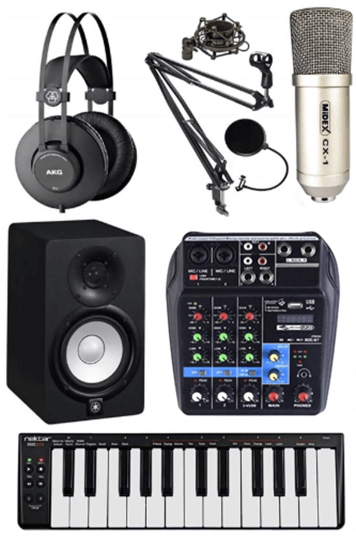Stüdyo Ekipmanları Ses Kartı Midi Klavye Monitör Kulaklık Full Paket-12