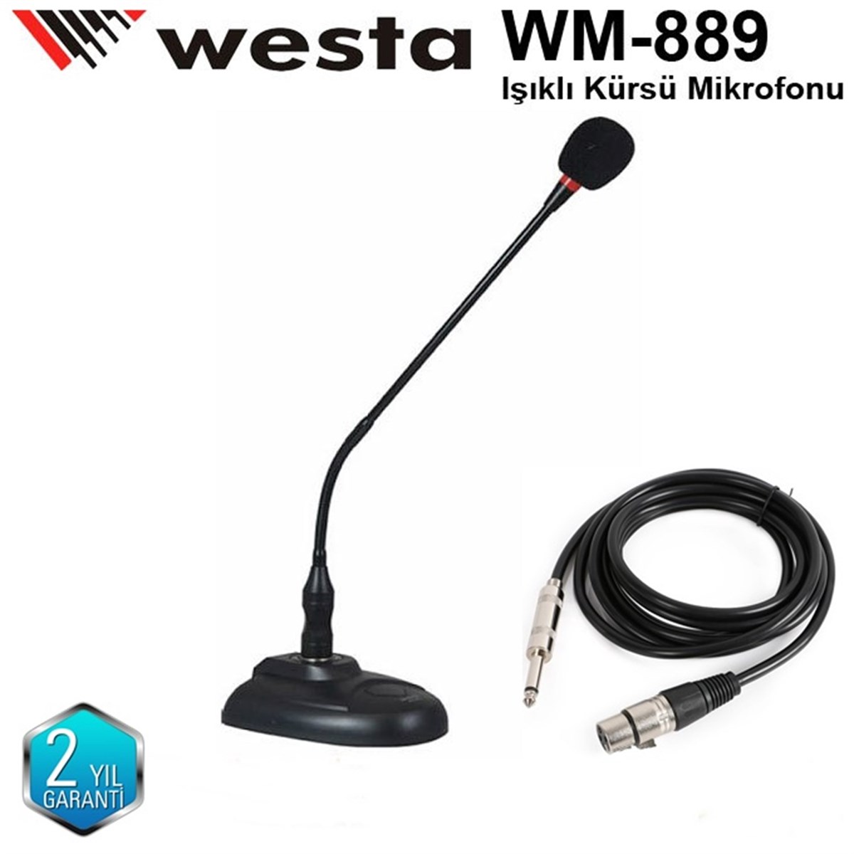 Westa WM-889 Işıklı Masa Tipi Kürsü Mikrofonu