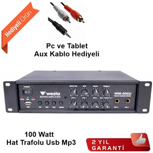 Westa WM-500 Hat Trafolu Anfi 100 Watt USB /MP3