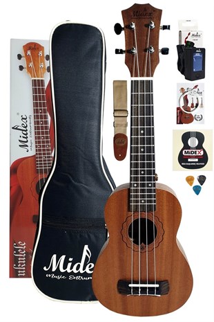 Midex SP-21M Set Maun Soprano Ukulele (Çanta Metod Askı Tuner Yedek Tel Pena)