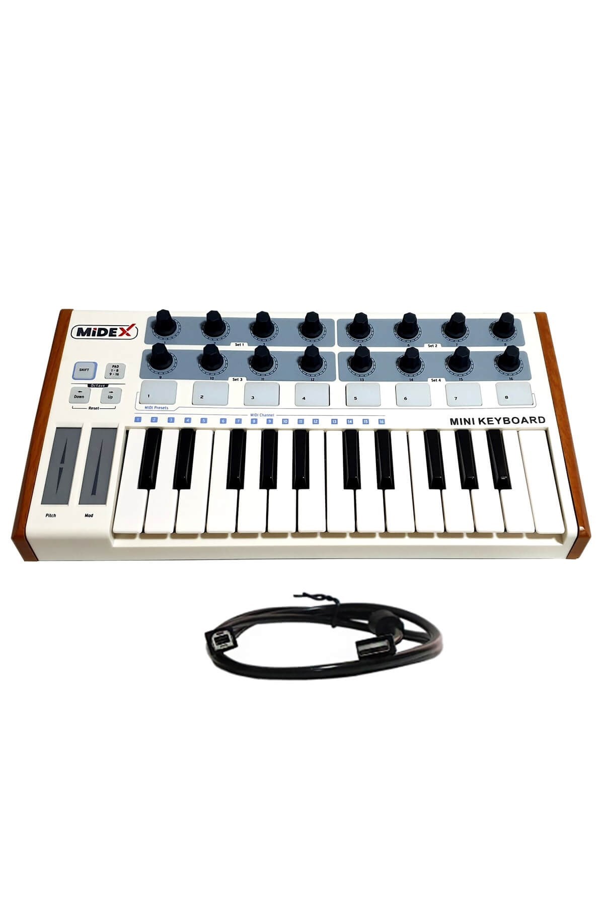 Midex Mini Keyboard 25 Tuşlu Usb Midi Klavye 8 Pad Dokunmatik Sistem