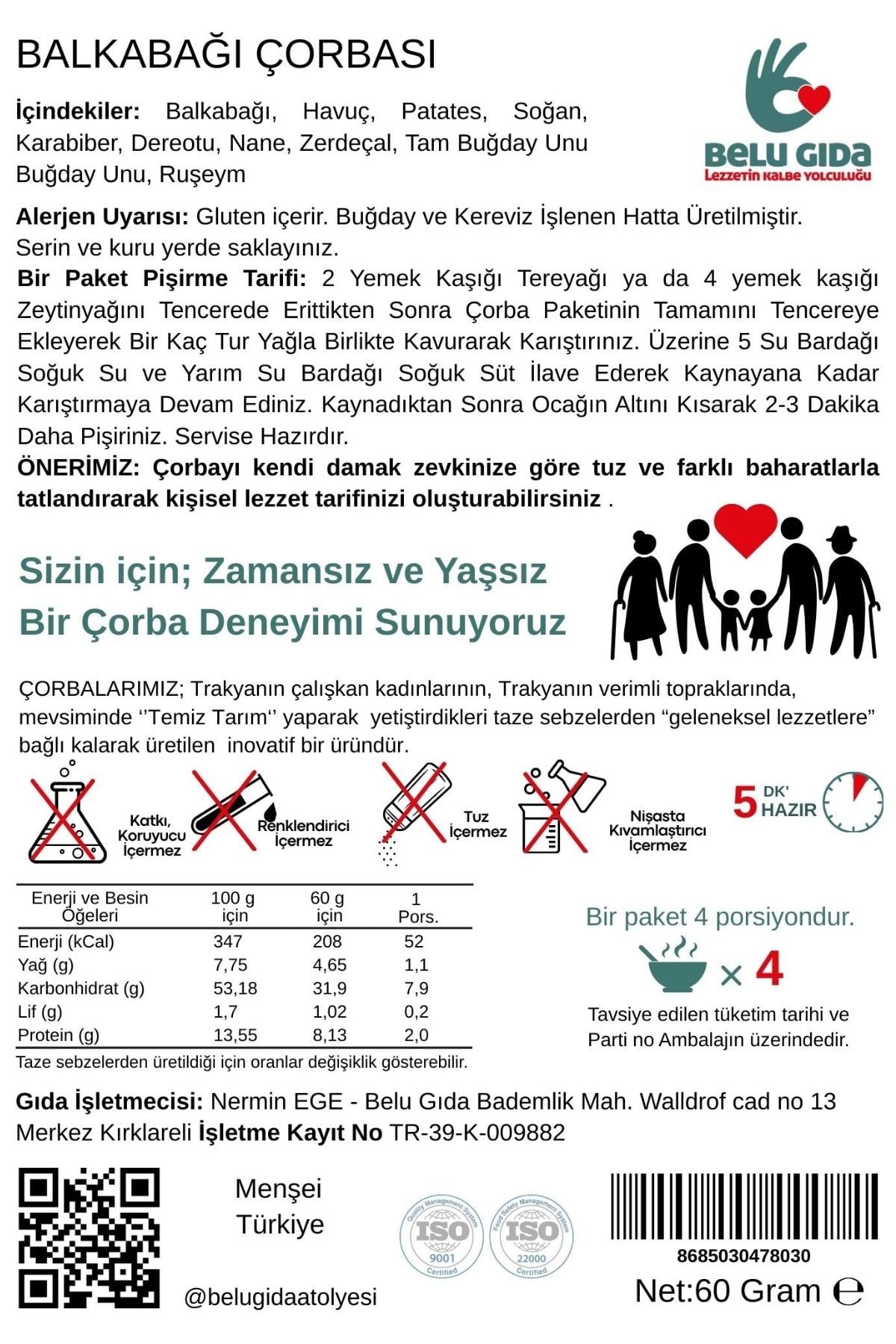 Bal Kabağı Çorbası 60g - Belu Gıda