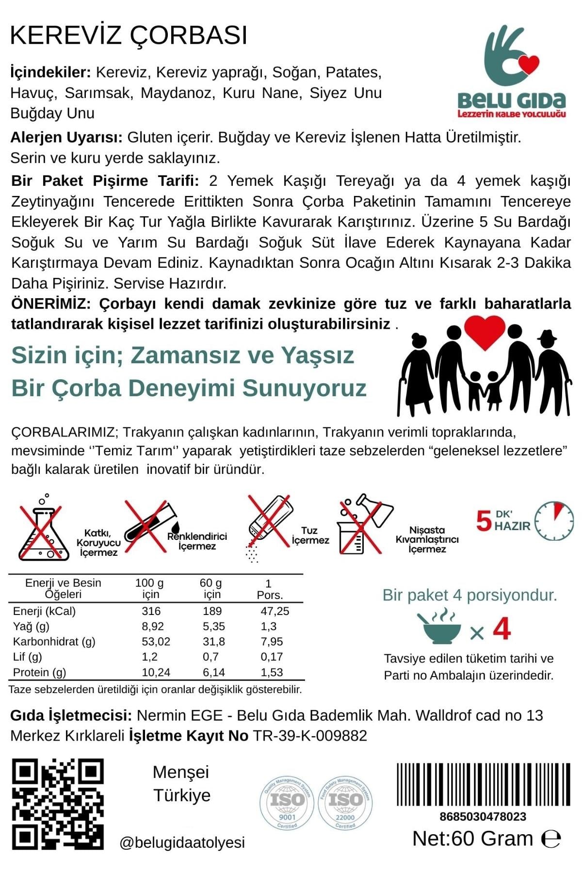 Kereviz Çorbası 60g - Belu Gıda