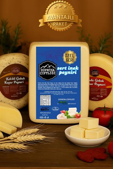 3’lü Seçkin Peynir Paketi: Sert İnek Peyniri – Kekikli & Sade Göbek Kaşar