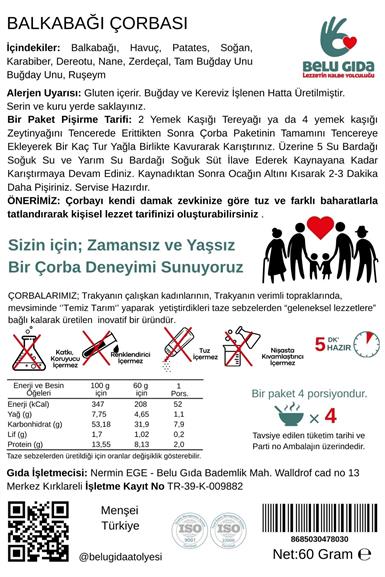 Bal Kabağı Çorbası 60g - Belu Gıda