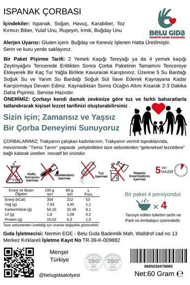 Ispanak Çorbası 60g - Belu Gıda