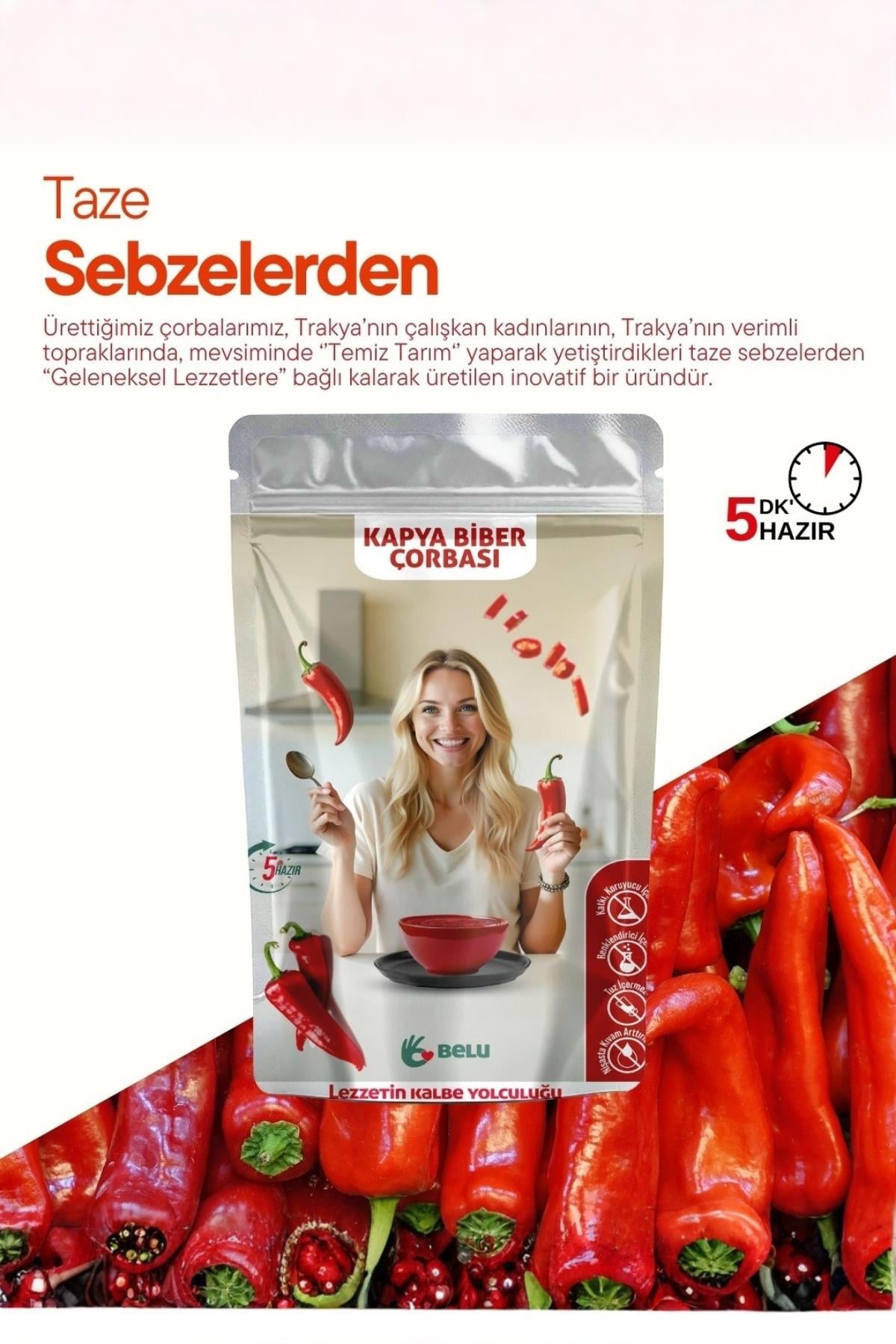 ÇorbalarBelu Gıda AtölyesiKapya Biber Çorbası 60g - Belu Gıda
