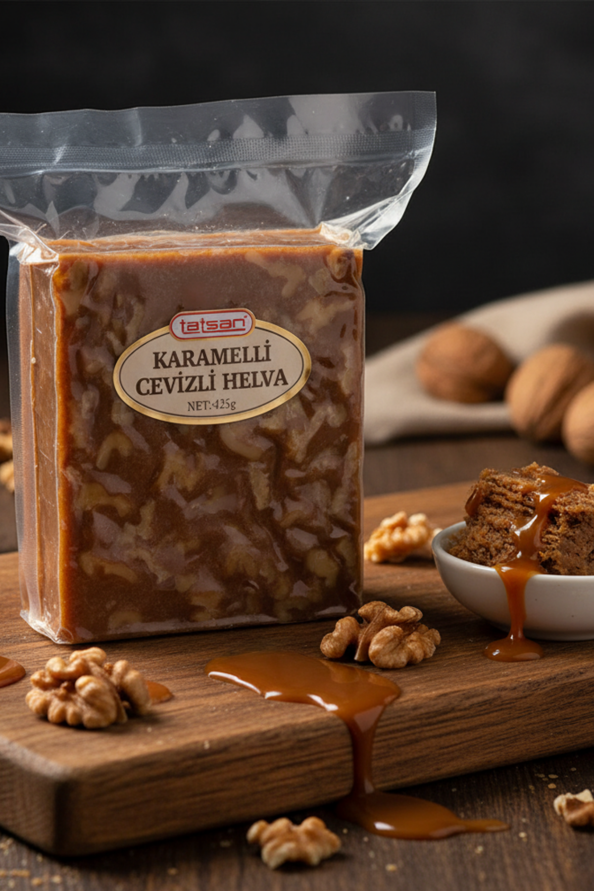 Helva & HardaliyeTatsanKaramelli Cevizli Helva 425g - Tatsan