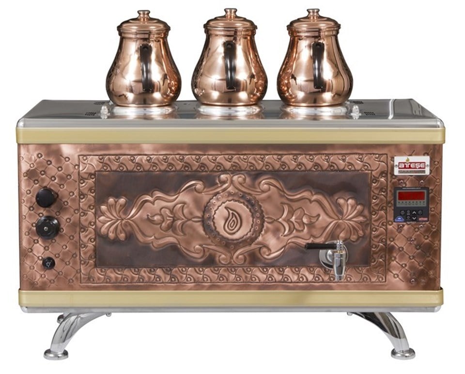3 DEMLİKLİ COMPACKT GAZ+ELEKTRİKLİ BAKIR ÇAY KAZANI