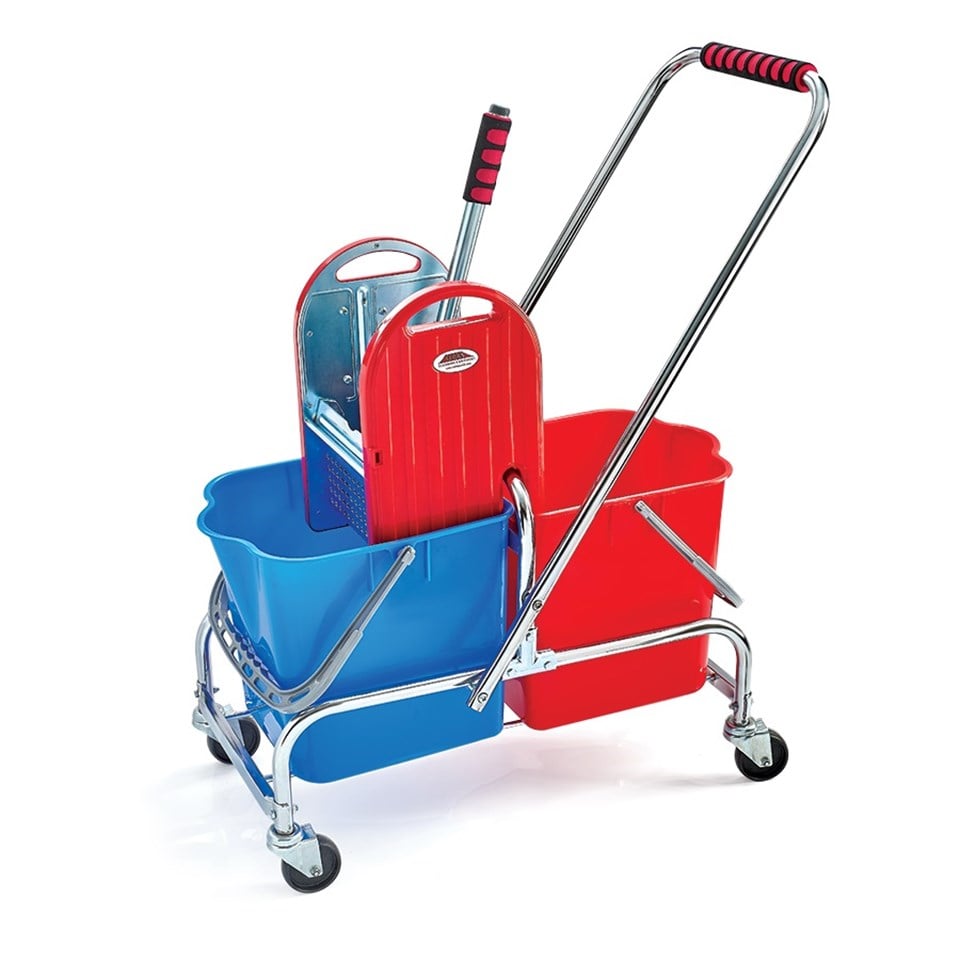 ÇİFT KOVALI TEMİZLİK ARABASI KROM (RINDO) SÜNGERSİZ