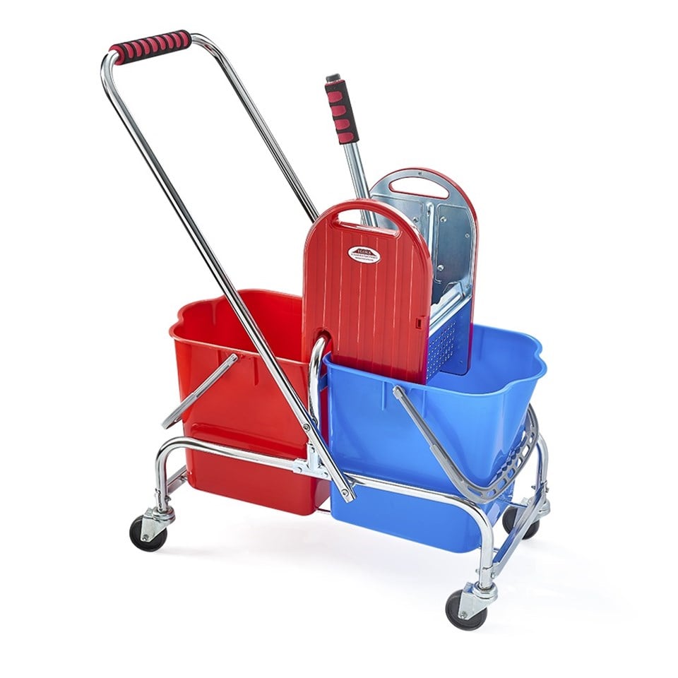 ÇİFT KOVALI TEMİZLİK ARABASI KROM (RINDO) SÜNGERSİZ