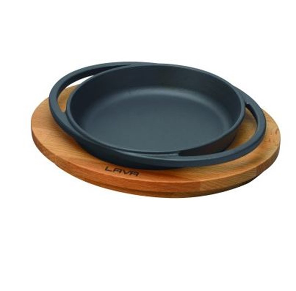 Yuvarlak Kulplu Tava, Kulplu ve Ahşap Altlıklı. Çap(Ø)12cm.