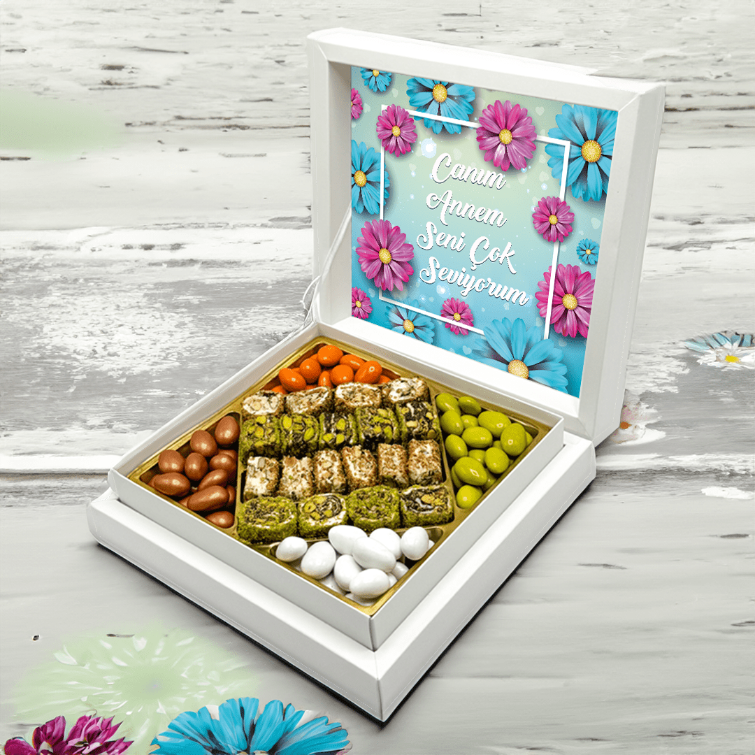 Anneler Günü Hediyesi Papatya Desenli Şerit Lokum & Draje