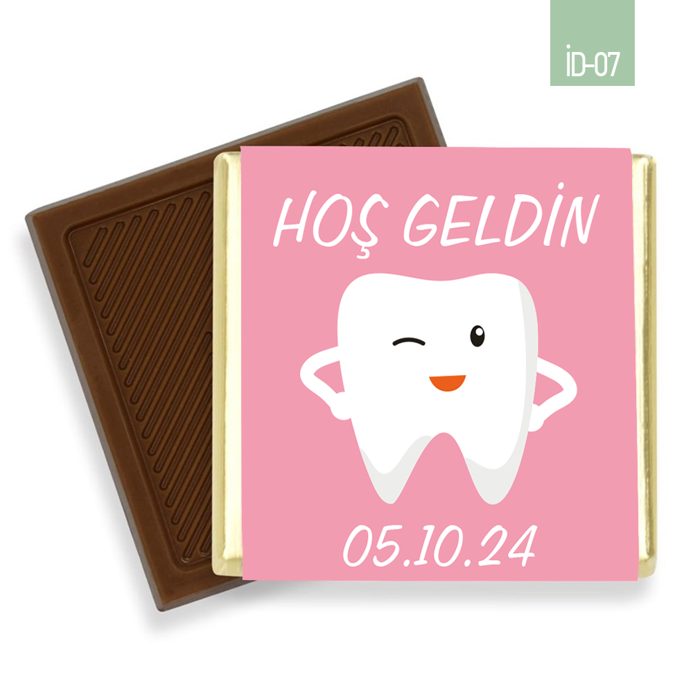 Pembe Renkli Kız İlk Diş Çikolatası (100 Adet)