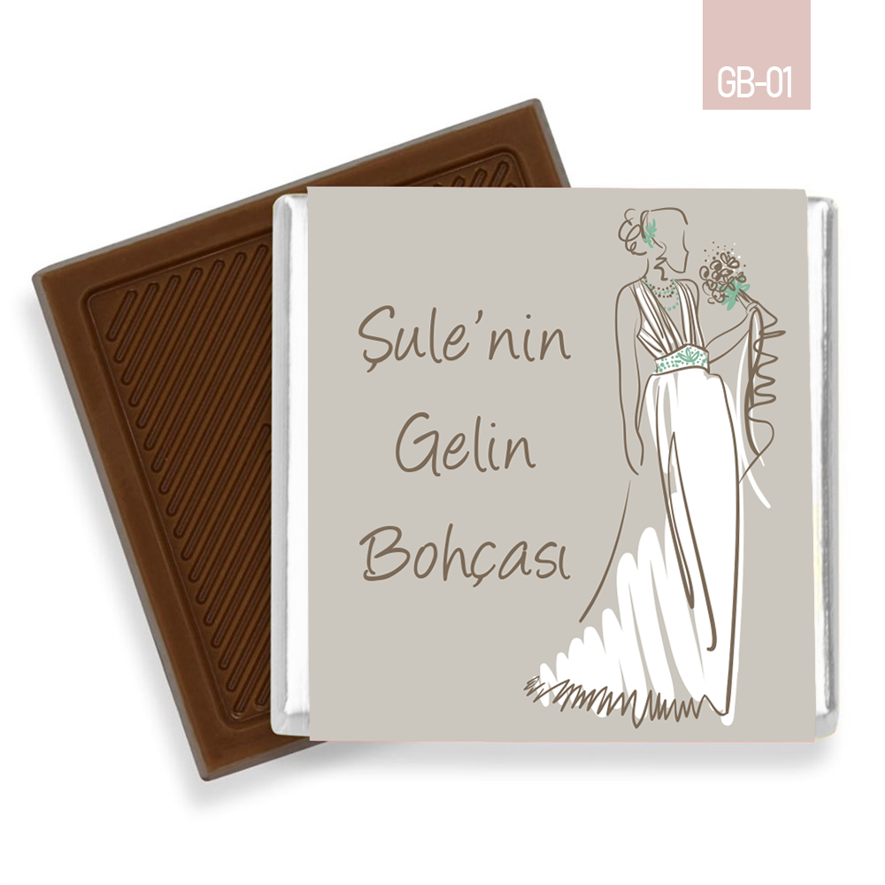 Gelin Siluet Desenli Gelin Bohçası Çikolatası (100 Adet)