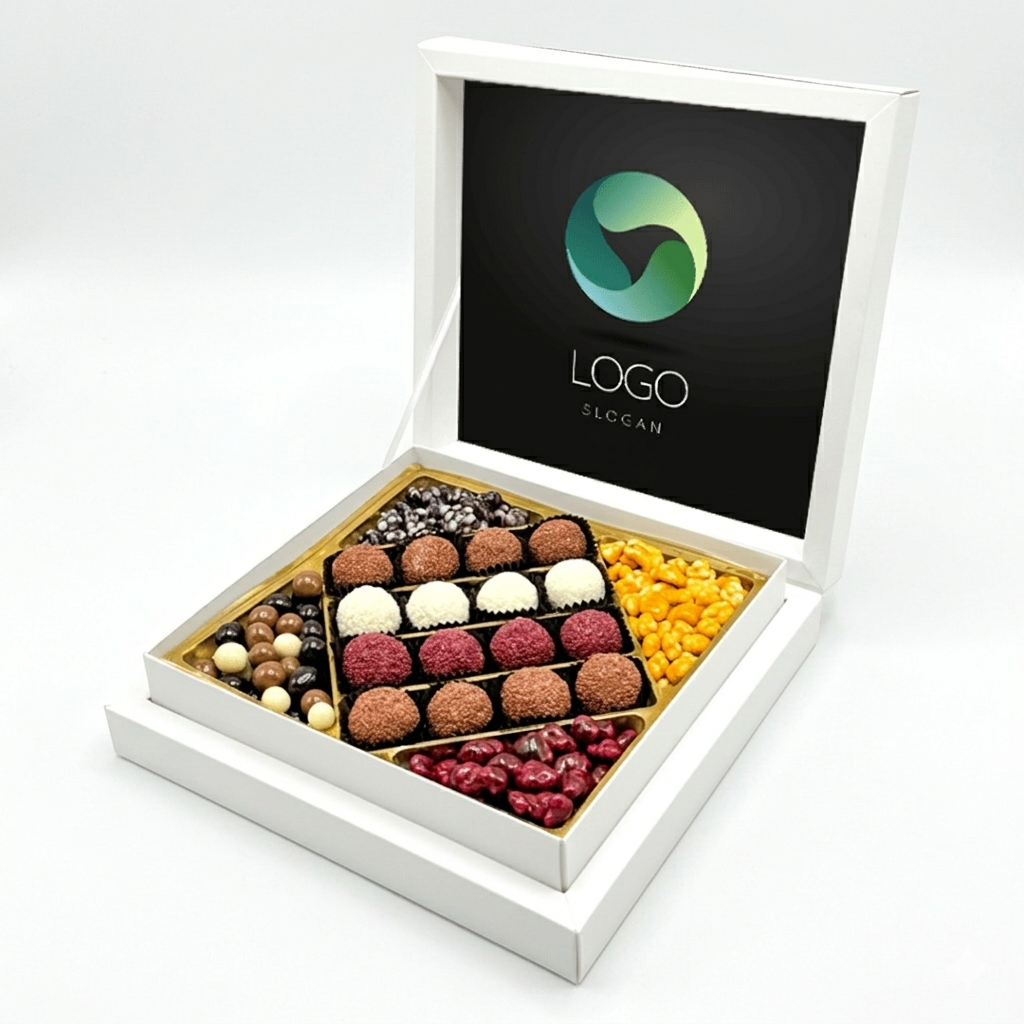 Kurumsal Logolu Kutulu Karışık Truf Çikolata & Draje