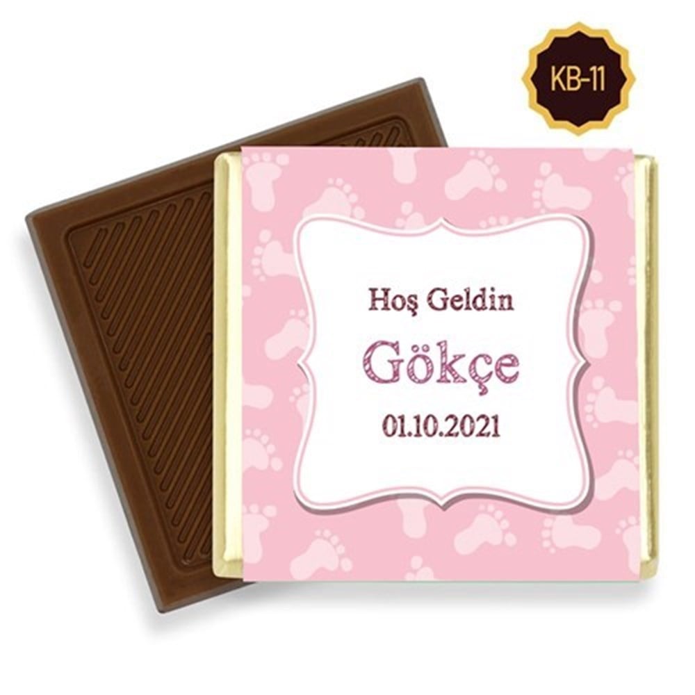 Ayak İzi Motifli Kız Bebek Çikolatası (45 Adet)